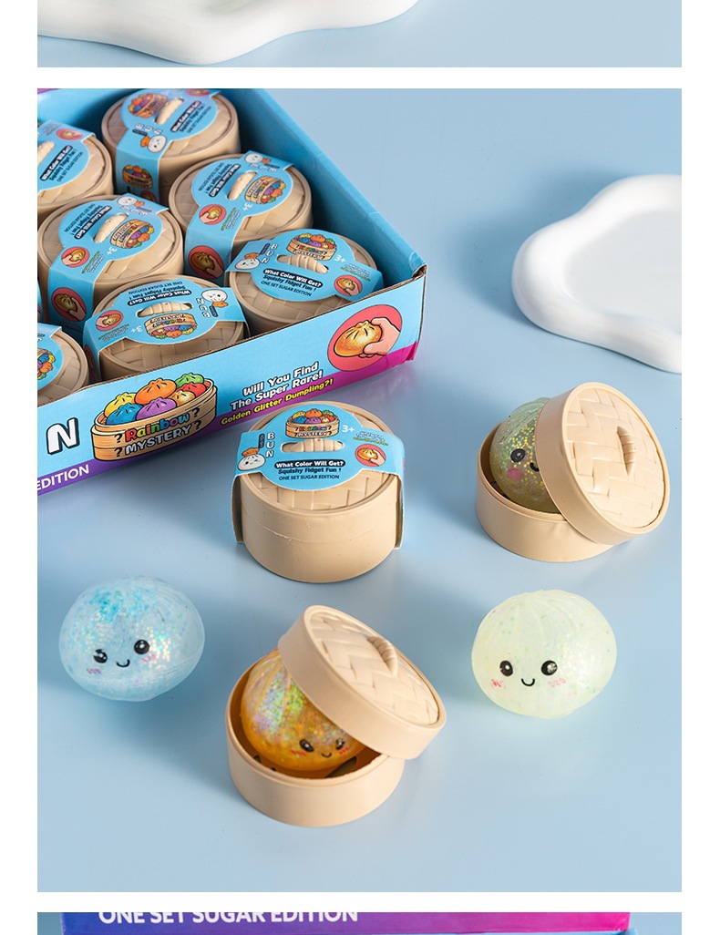 Cartoon Smiley Face Bun Shaped TPR Stress Relief Squishy Toy