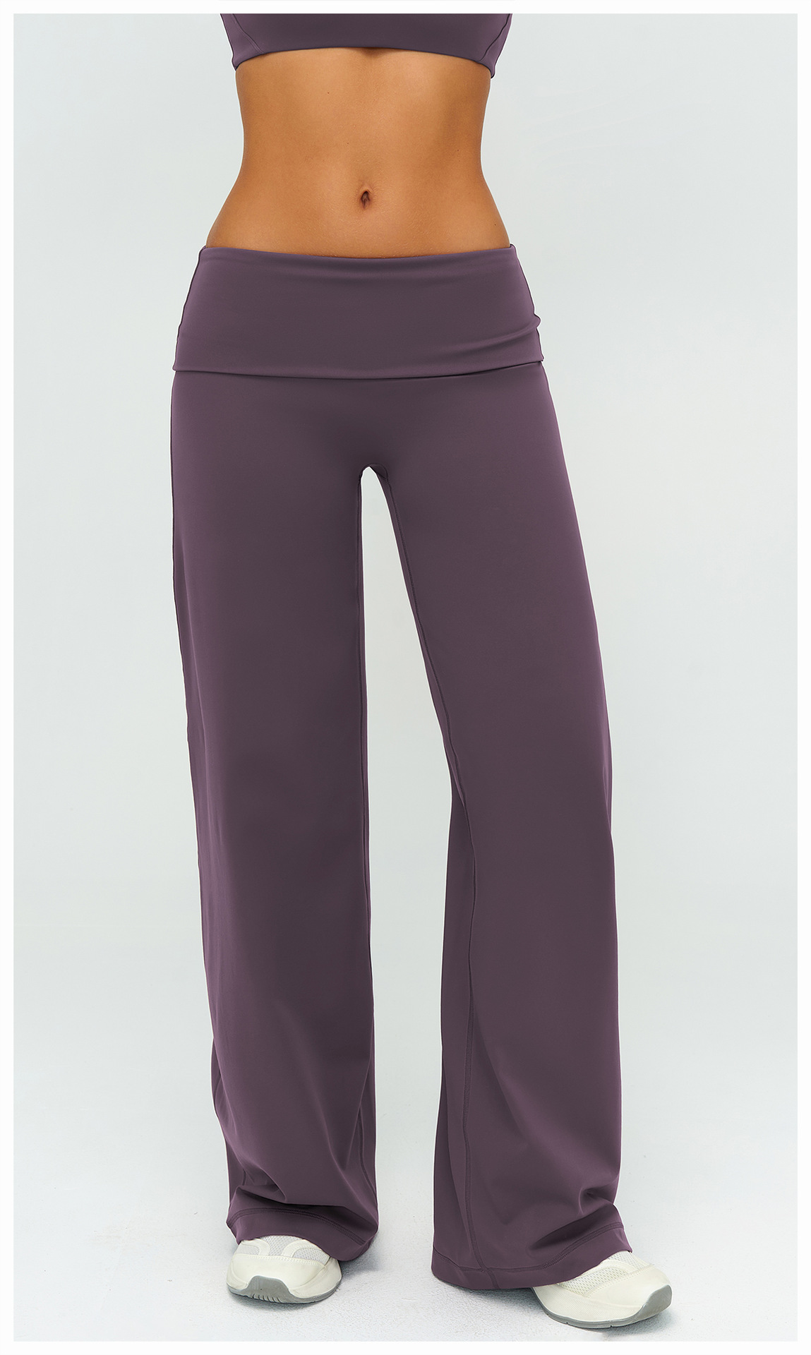 Women's Brushed Fold-Over Waist Wide-Leg Pants