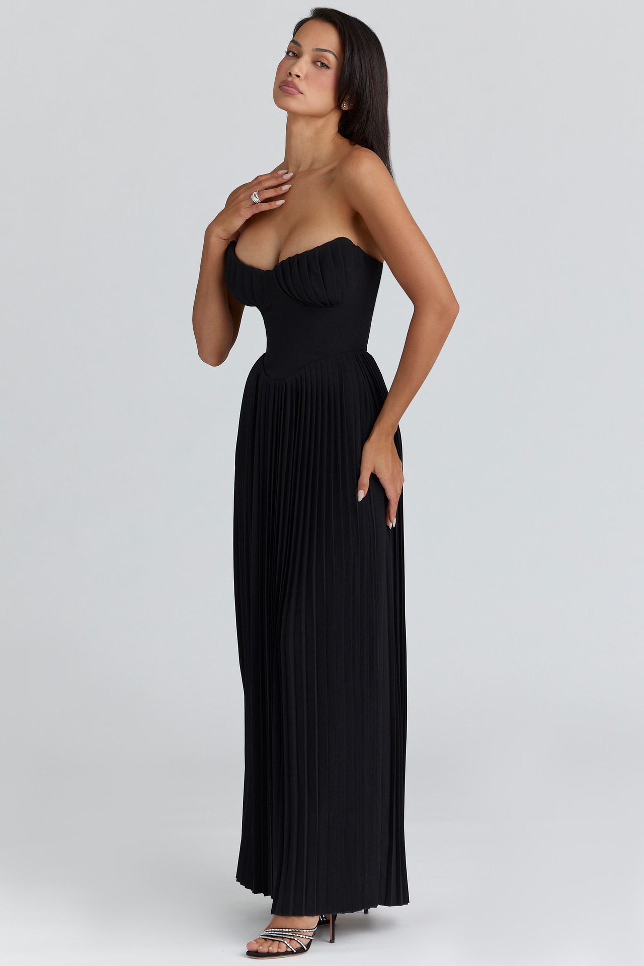 Off-Shoulder Backless Ruched High-Waist Long Dress