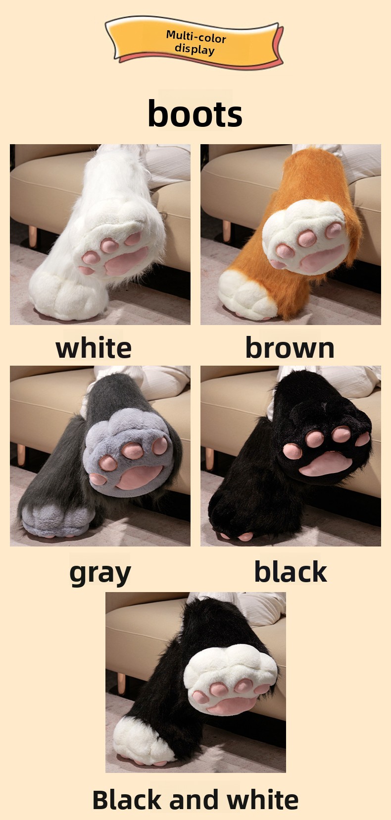 Kawaii Cat Paw Thickened Plush Winter Gloves and Wings Costume Accessories Set