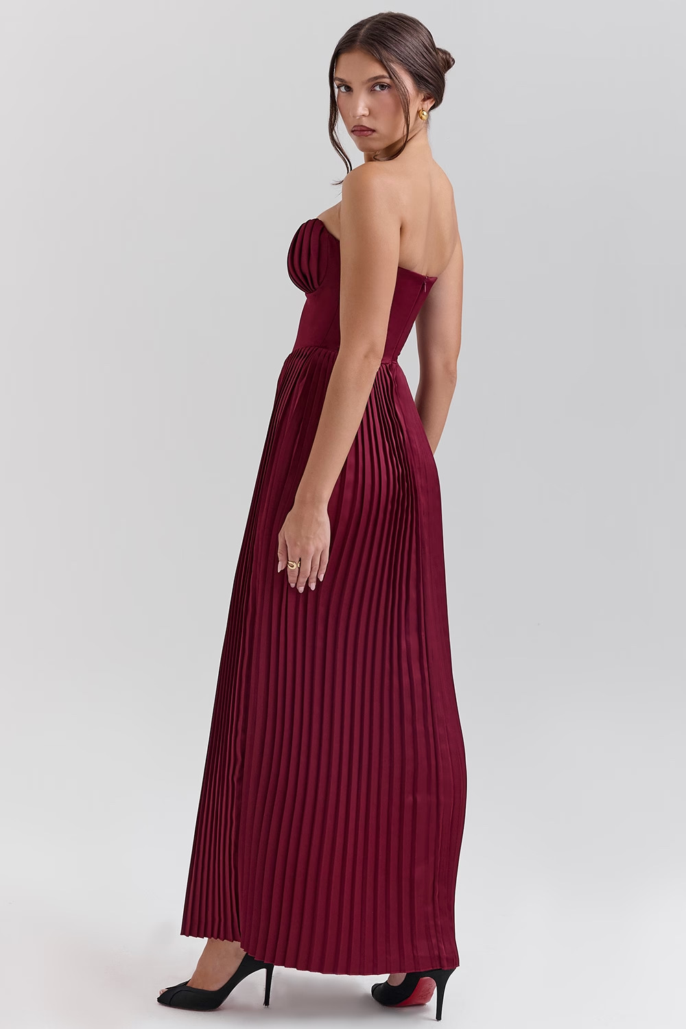 Off-Shoulder Backless Ruched High-Waist Long Dress