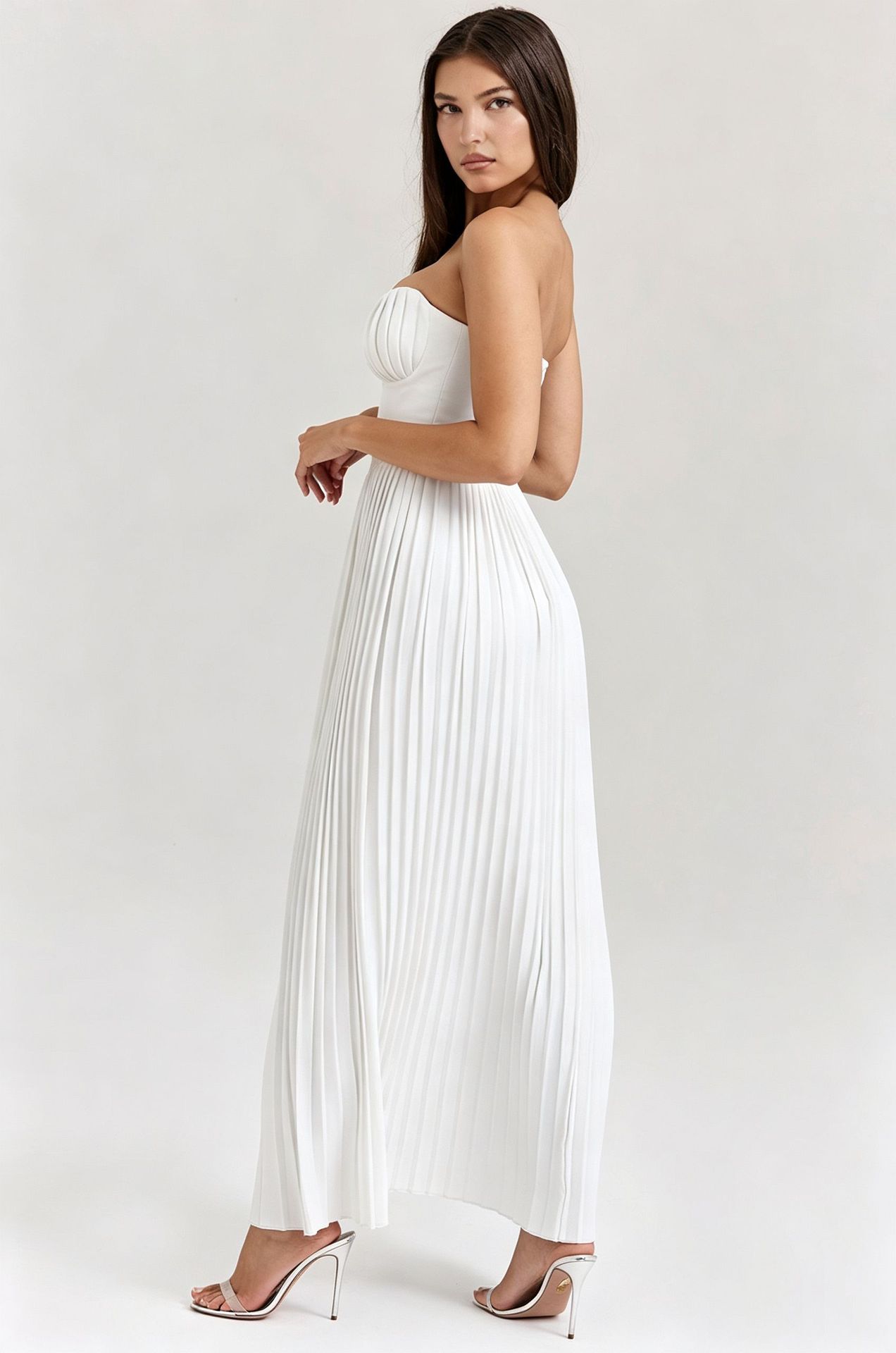 Off-Shoulder Backless Ruched High-Waist Long Dress