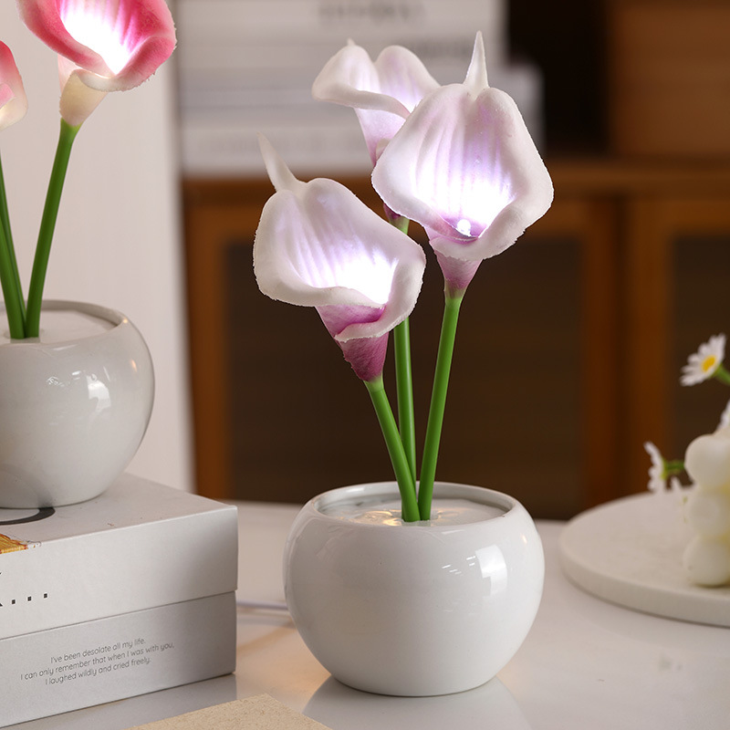 Ceramic Plug-In Artificial Flower Night Light
