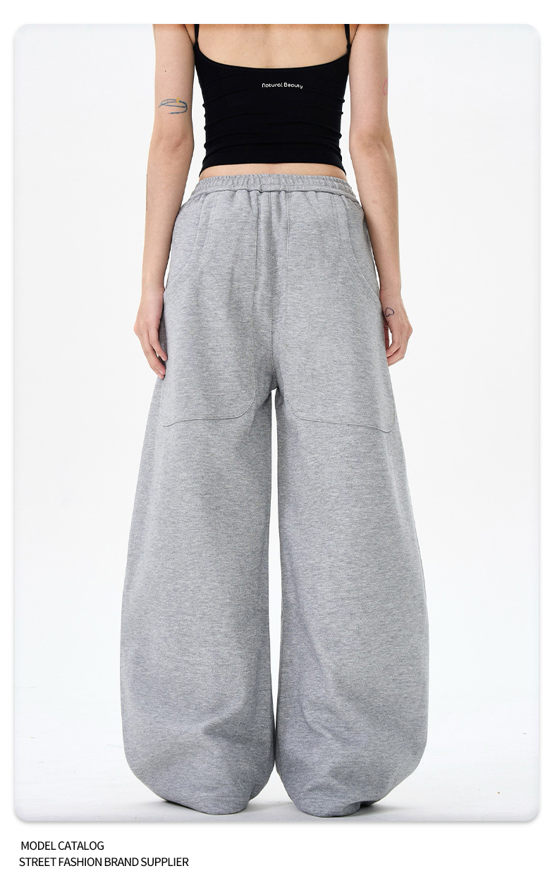 Women's High Waist Drawstring Wide Leg Streetwear Casual Pants