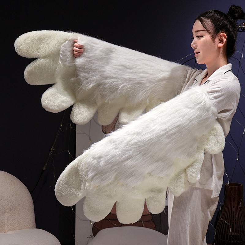 Kawaii Cat Paw Thickened Plush Winter Gloves and Wings Costume Accessories Set