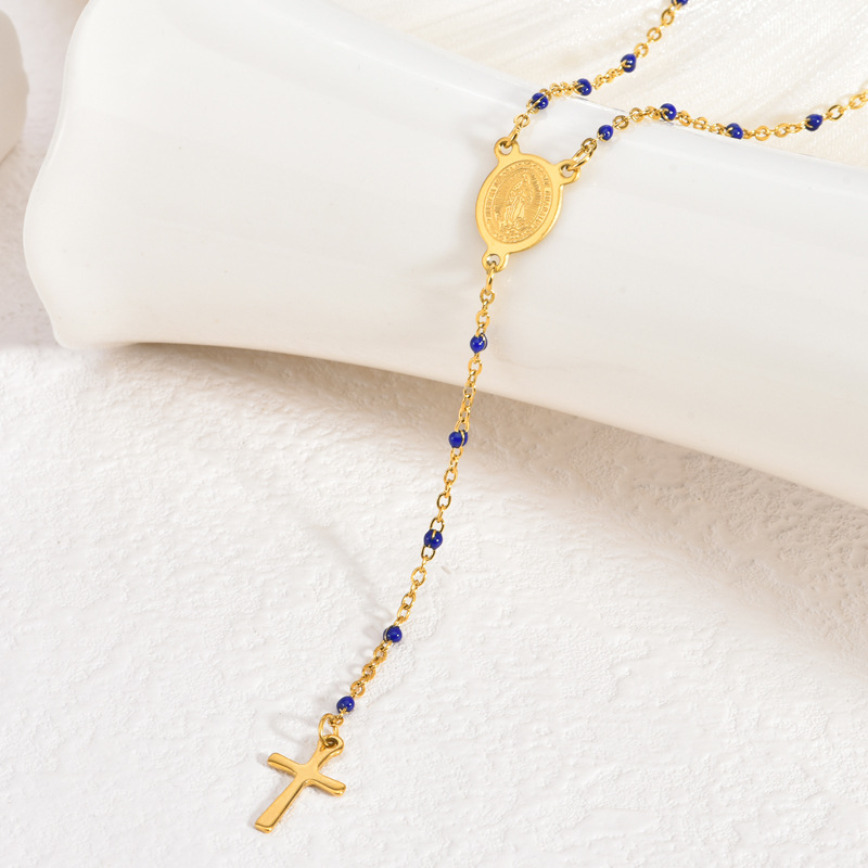 18K Gold Plated Stainless Steel Cross Pendant Necklace Vintage Unisex Jewelry