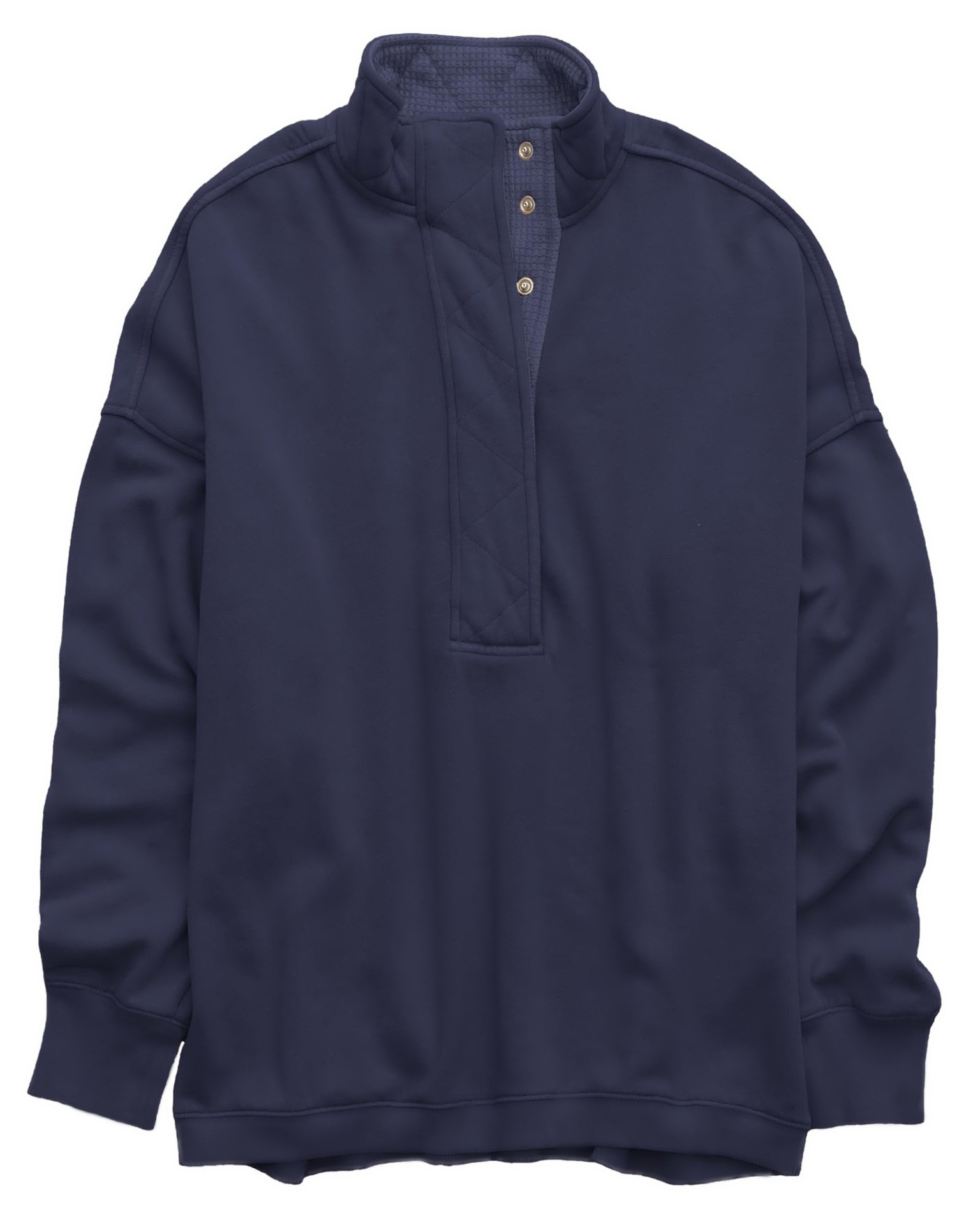Casual Loose-Fit Long Sleeve Half-Button Pullover Sweatshirt