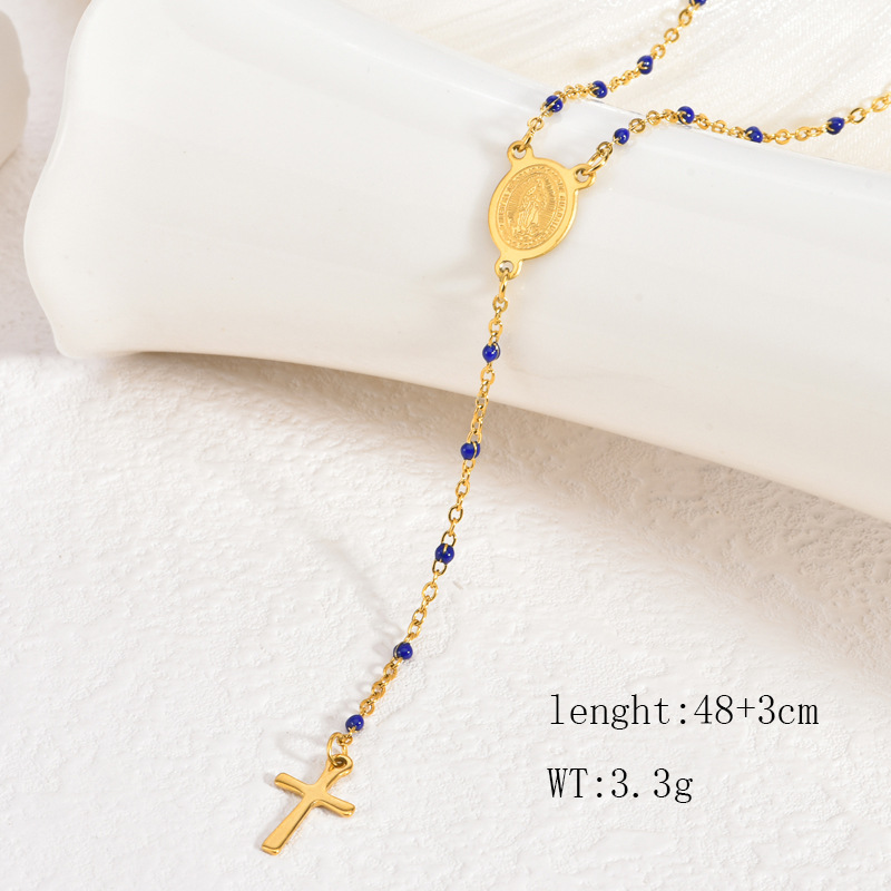 18K Gold Plated Stainless Steel Cross Pendant Necklace Vintage Unisex Jewelry