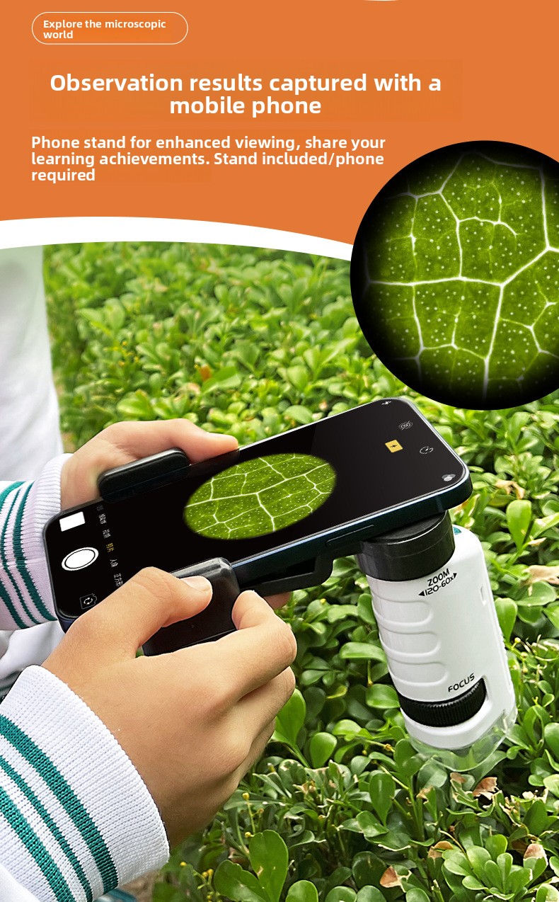 Portable Kids Microscope Science Kit with Phone Clip