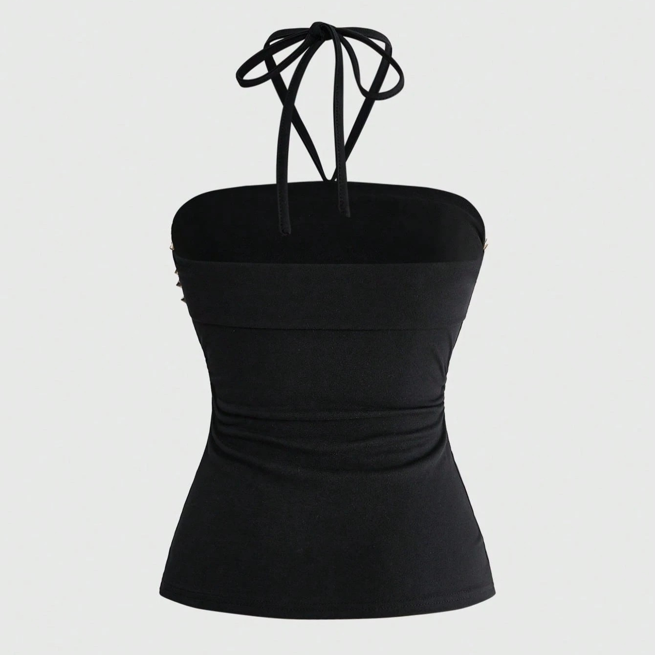 Women's Punk Rivet Lace-Up Halter Tank Top with Letter Print