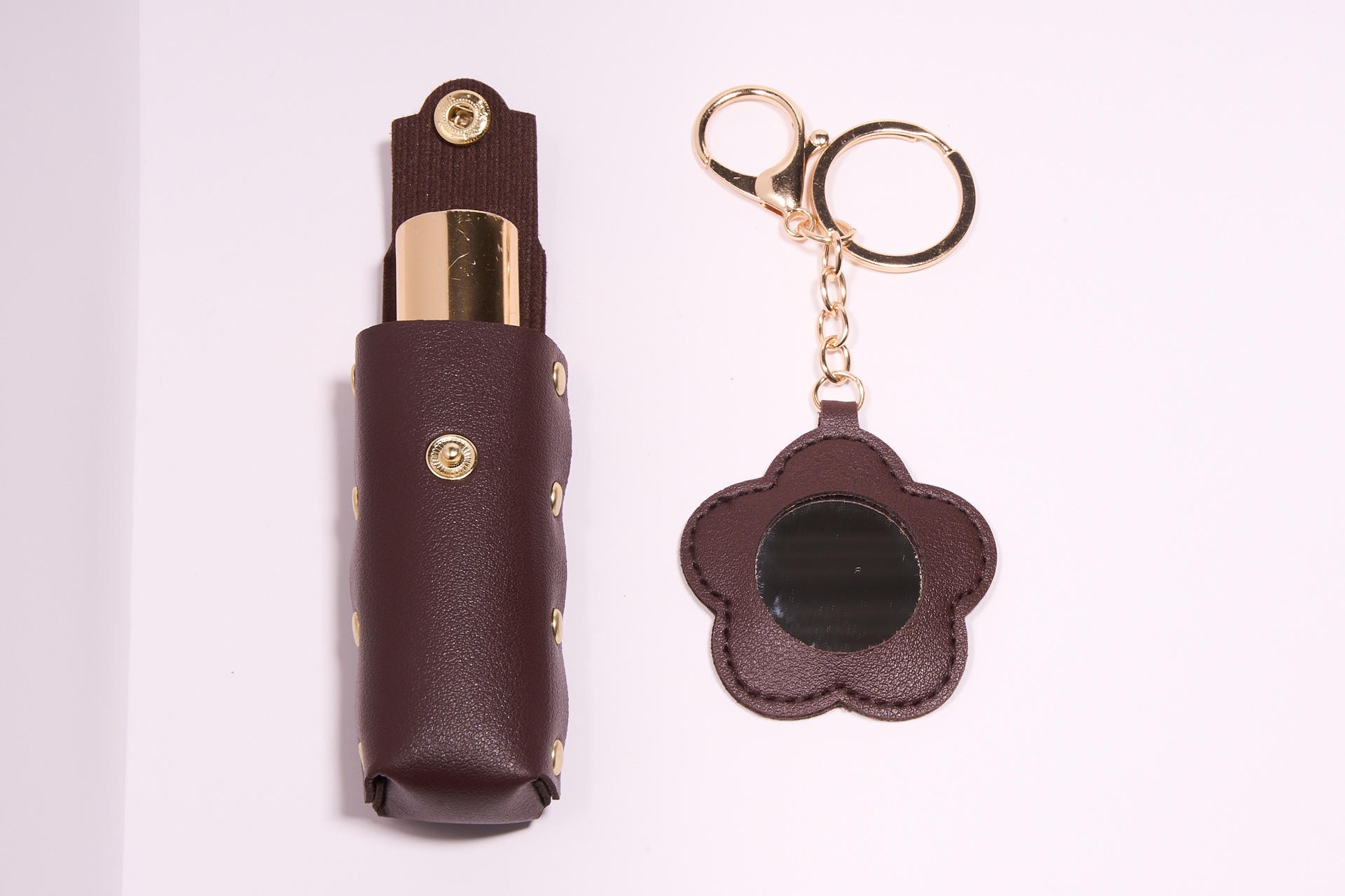 Rivet Flower Cylindrical Lipstick Pouch Keychain Pendant