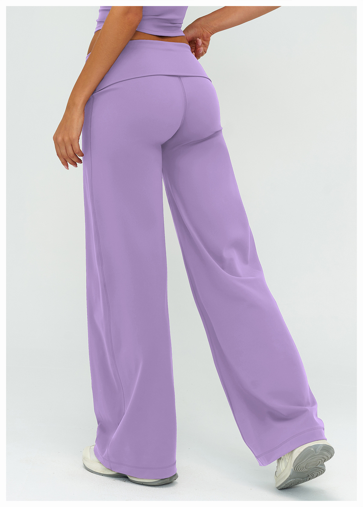 Women's Brushed Fold-Over Waist Wide-Leg Pants