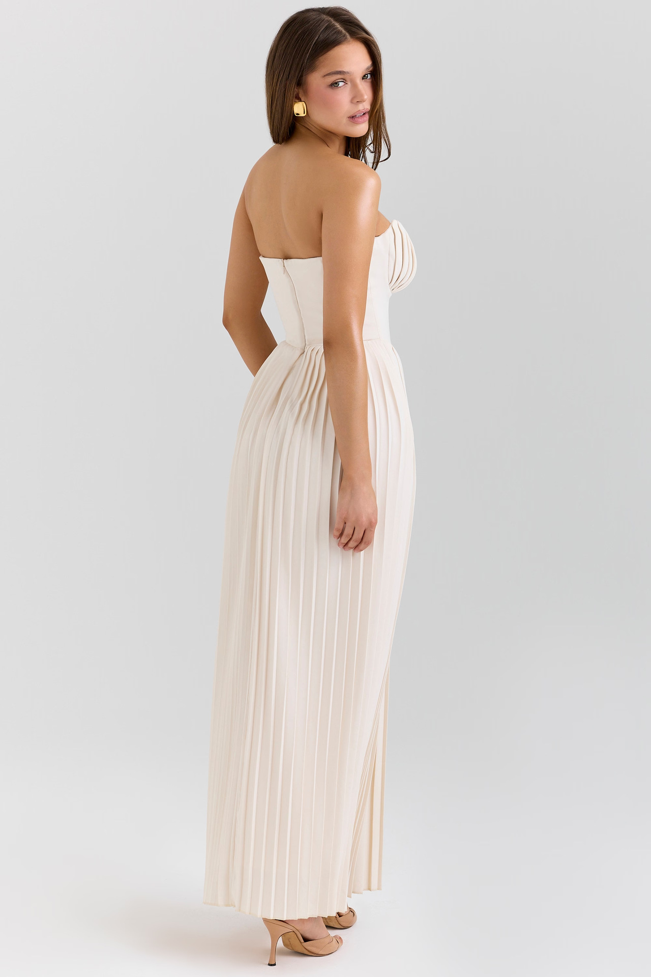 Off-Shoulder Backless Ruched High-Waist Long Dress