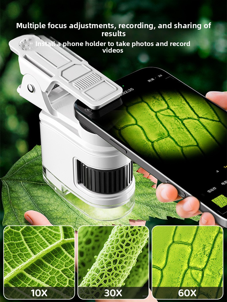 Portable Kids Microscope Science Kit with Phone Clip