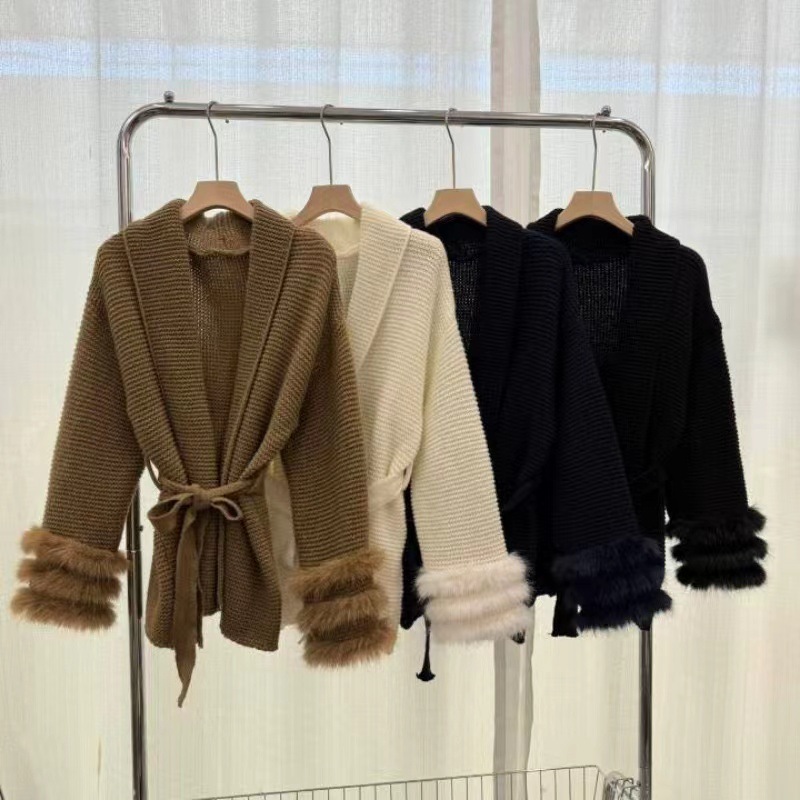Women's Thickened Knit Sweater Coat with Extra-Long Flying Sleeves