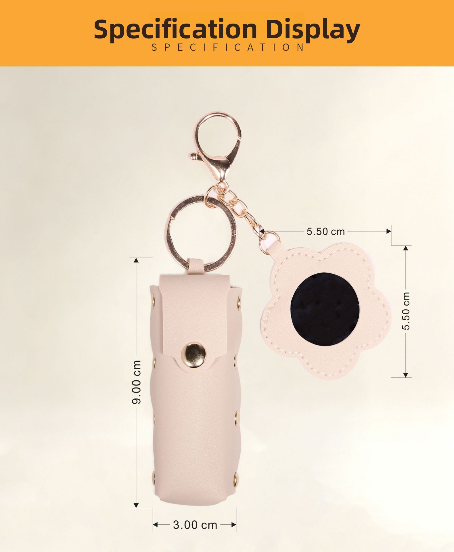 Rivet Flower Cylindrical Lipstick Pouch Keychain Pendant