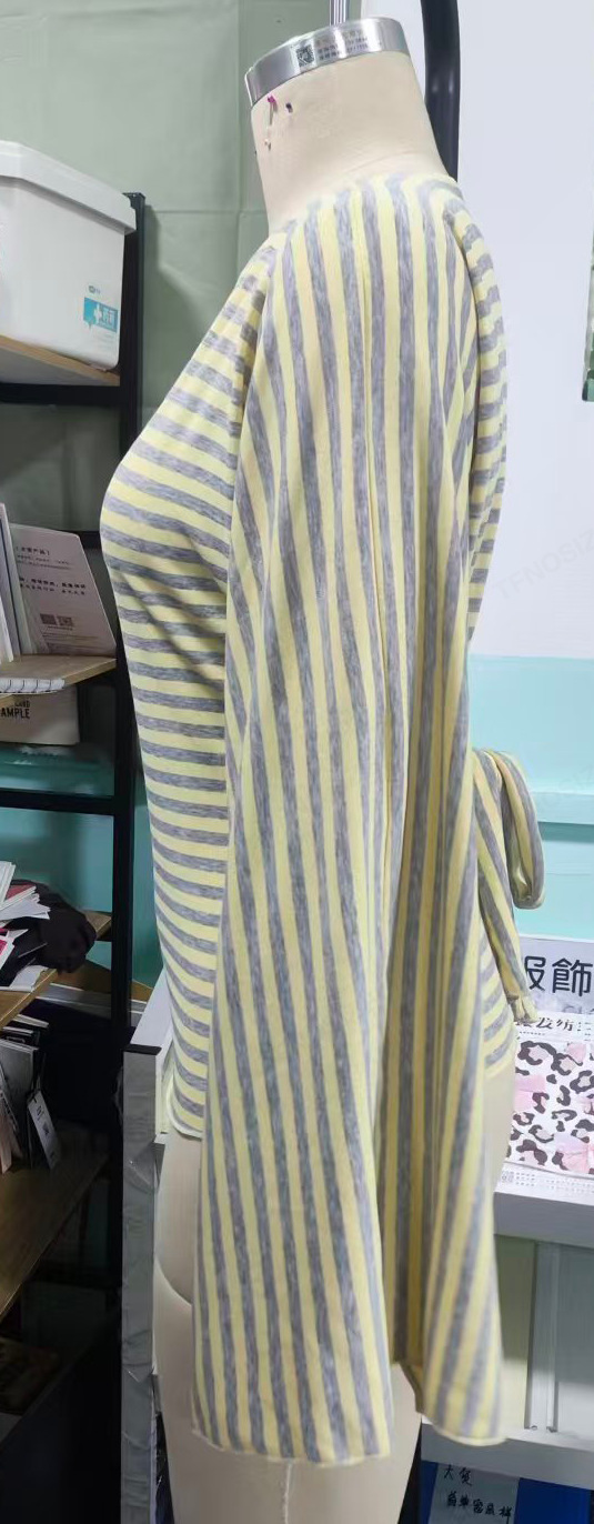 Women's Striped Rib Knit Long Sleeve Slim T-Shirt with Boat Neck