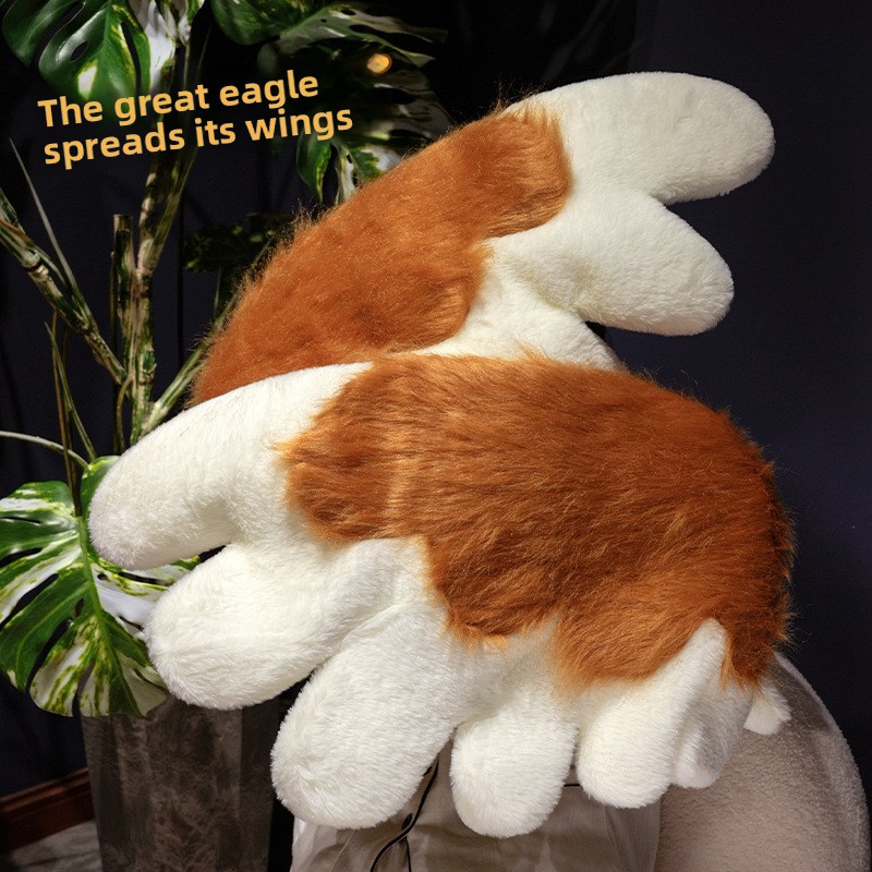 Kawaii Cat Paw Thickened Plush Winter Gloves and Wings Costume Accessories Set