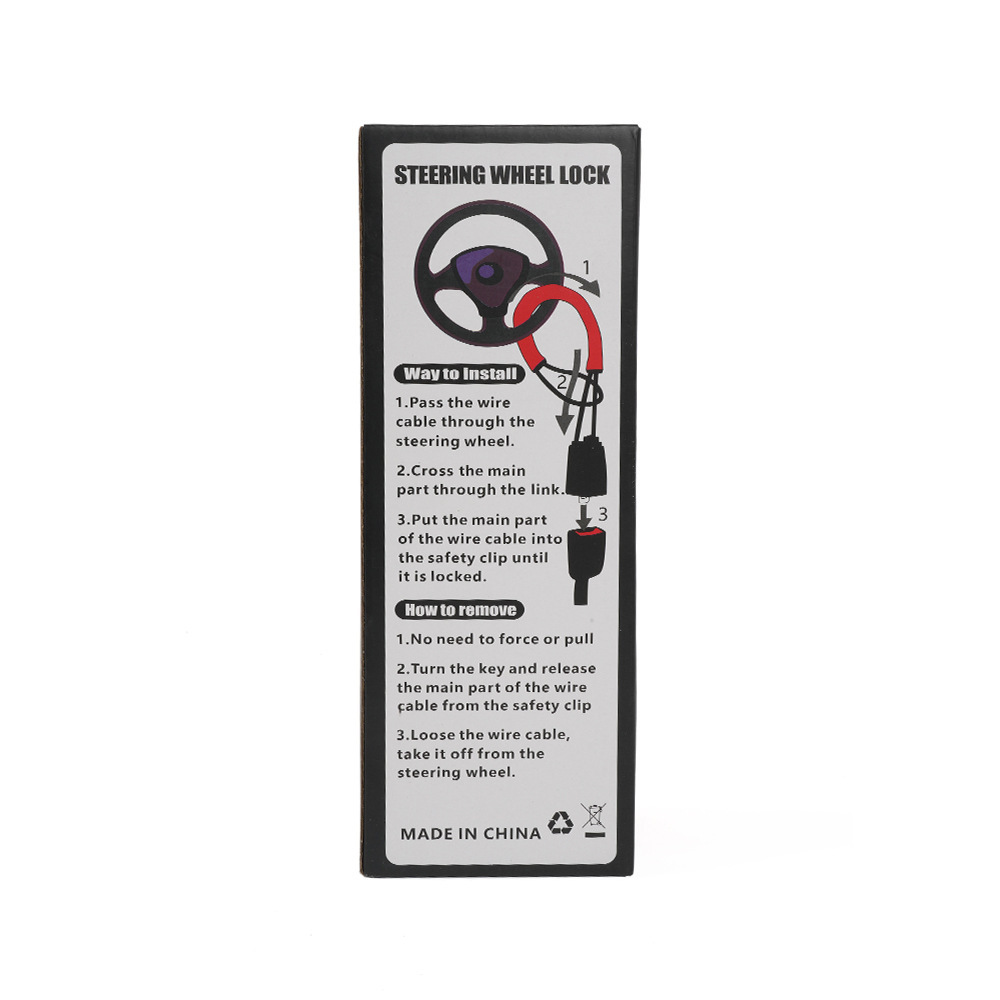 Retractable Car Steering Wheel Anti-Theft Cable Lock with Buckle