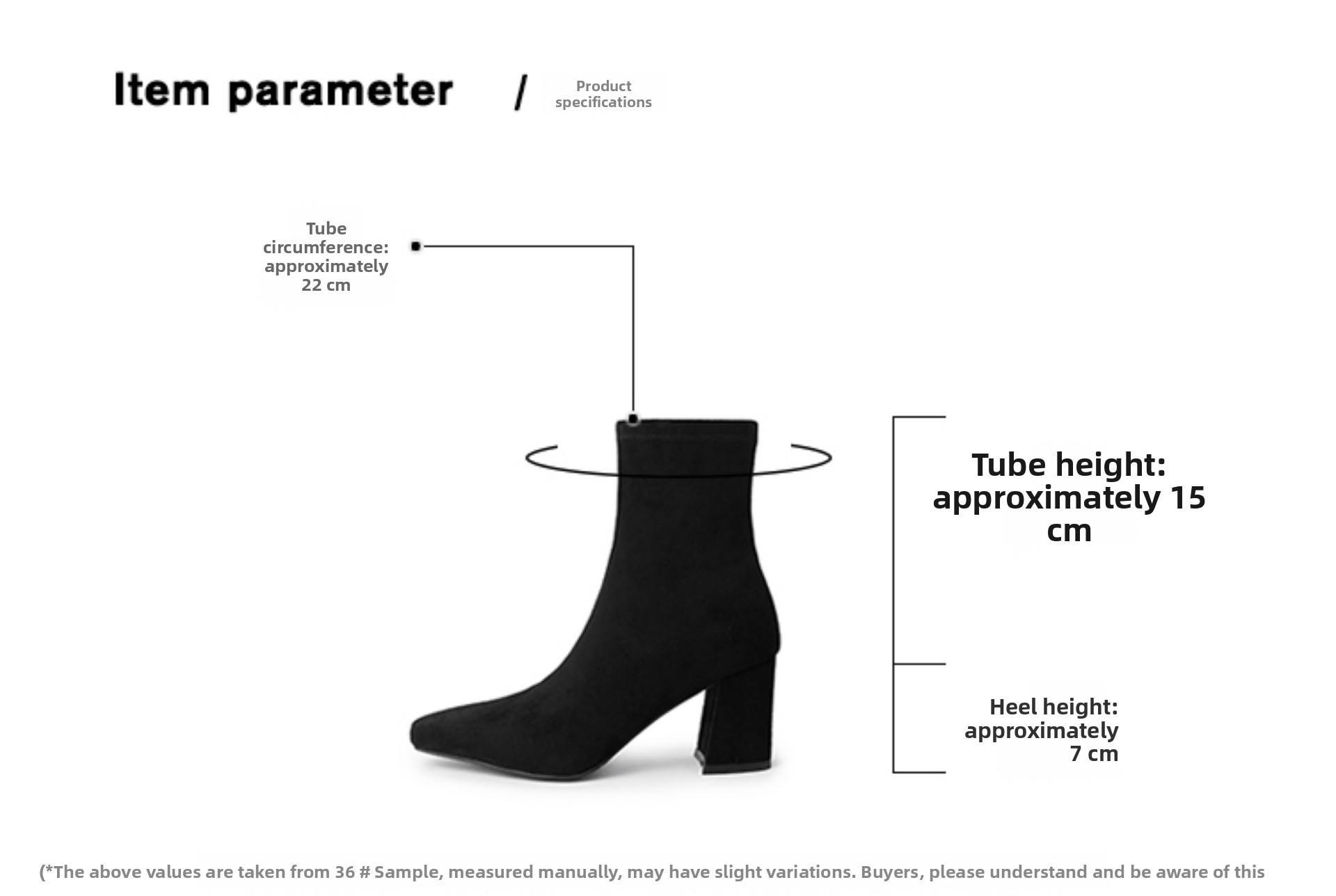 Women Suede Square Toe Thick Heel Back Zipper Short Boots