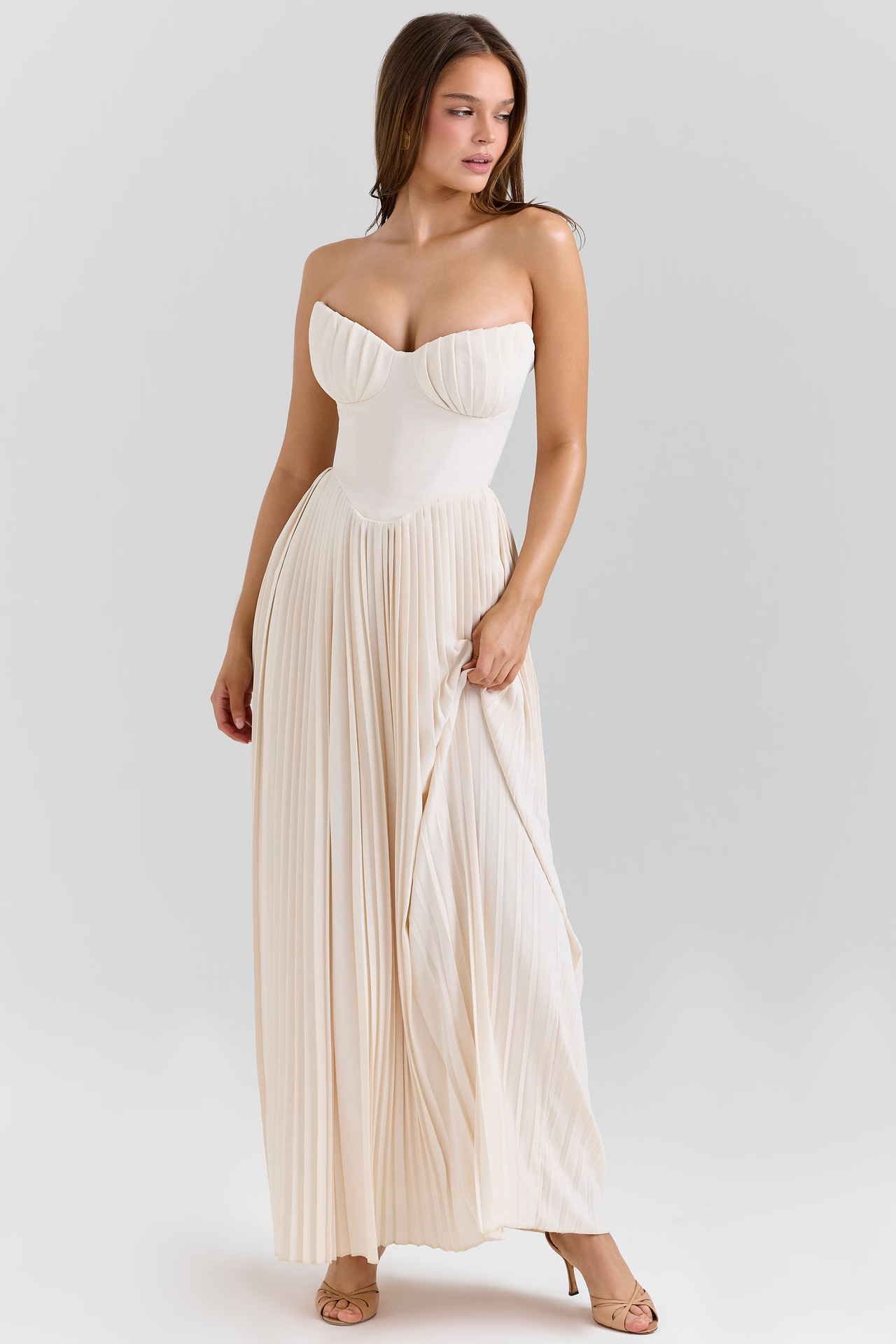 Off-Shoulder Backless Ruched High-Waist Long Dress