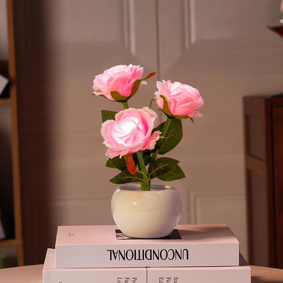 Ceramic Plug-In Artificial Flower Night Light