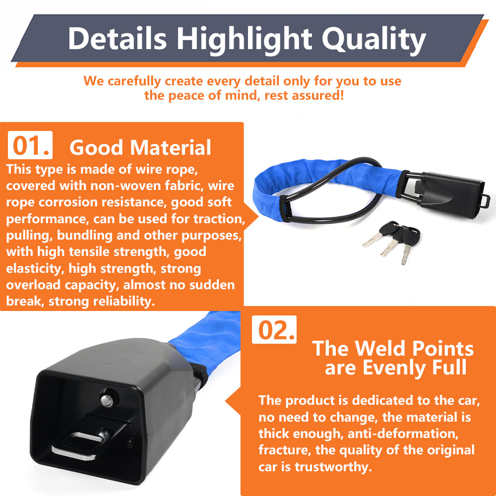 Retractable Car Steering Wheel Anti-Theft Cable Lock with Buckle