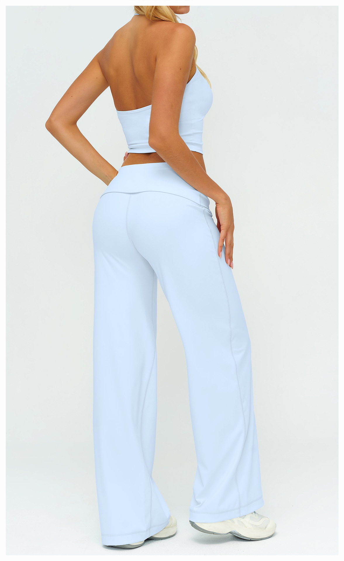 Women's Brushed Fold-Over Waist Wide-Leg Pants