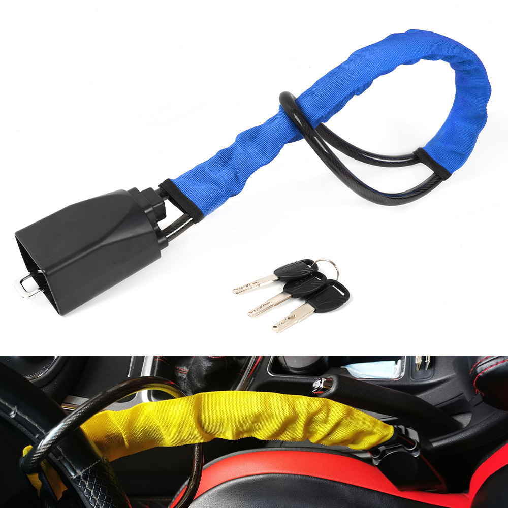 Retractable Car Steering Wheel Anti-Theft Cable Lock with Buckle