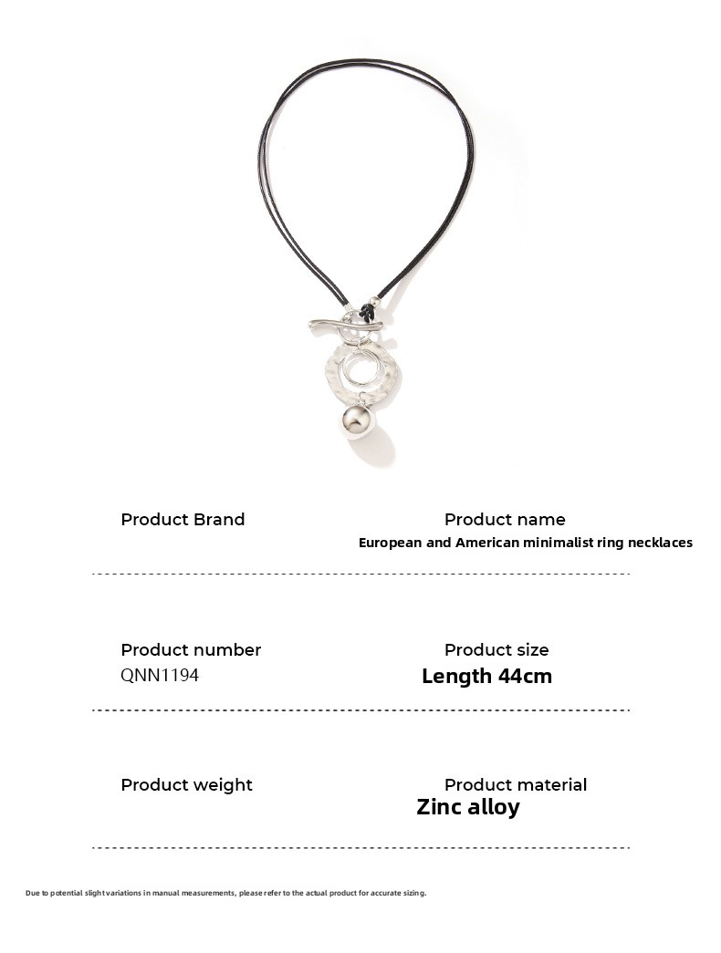 Minimalist Round Pendant Alloy Necklace Geometric Fashion Jewelry for Men and Women