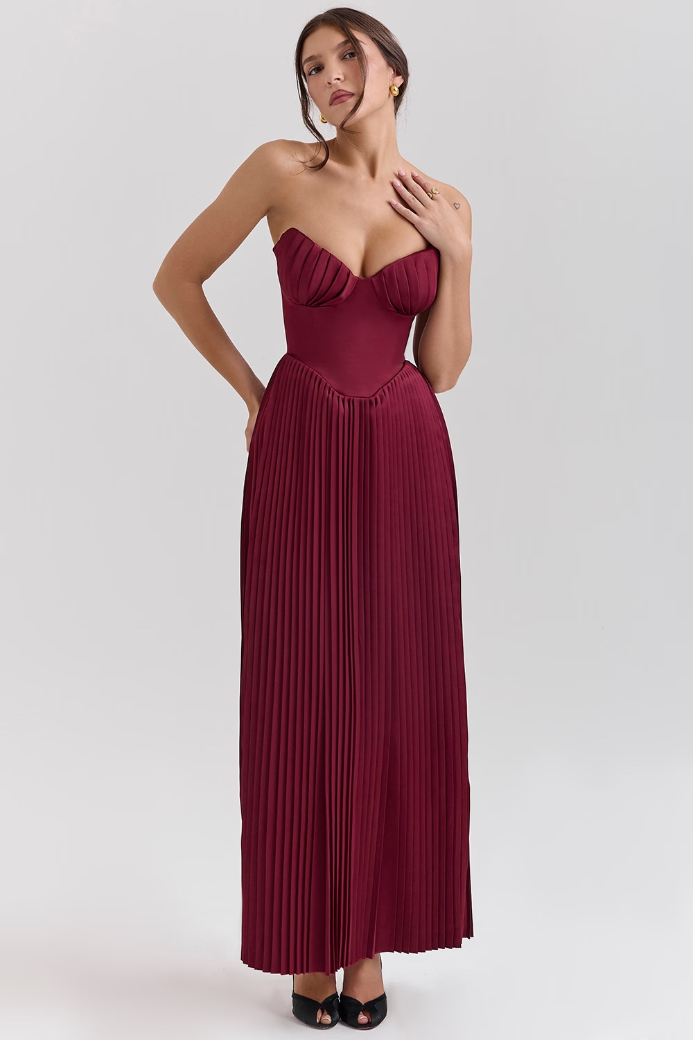 Off-Shoulder Backless Ruched High-Waist Long Dress