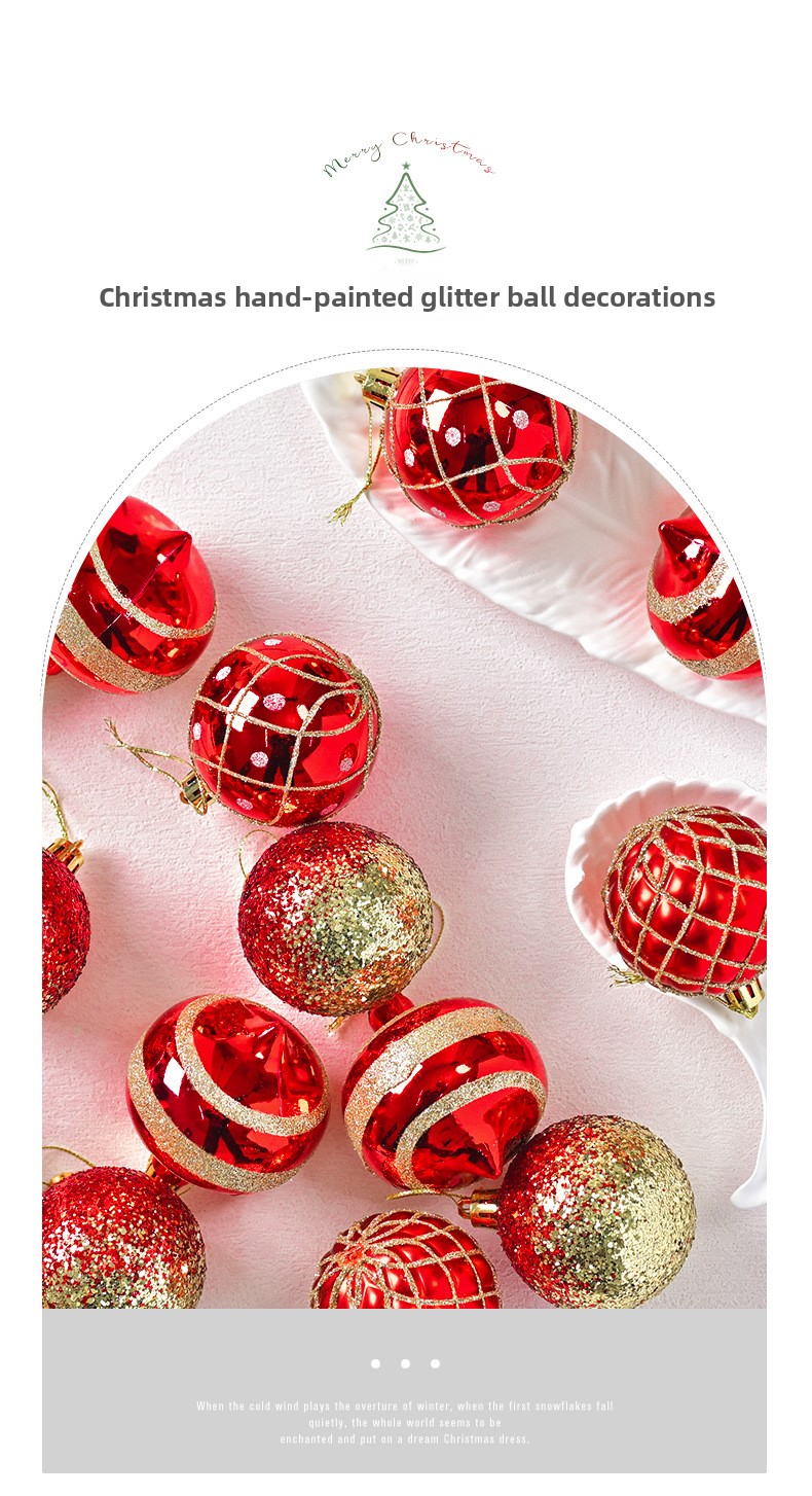 Christmas Hot Exquisite Hand-painted Glitter Sequins Christmas Ball suit Electroplated Shaped Painted Christmas Ball Pendant