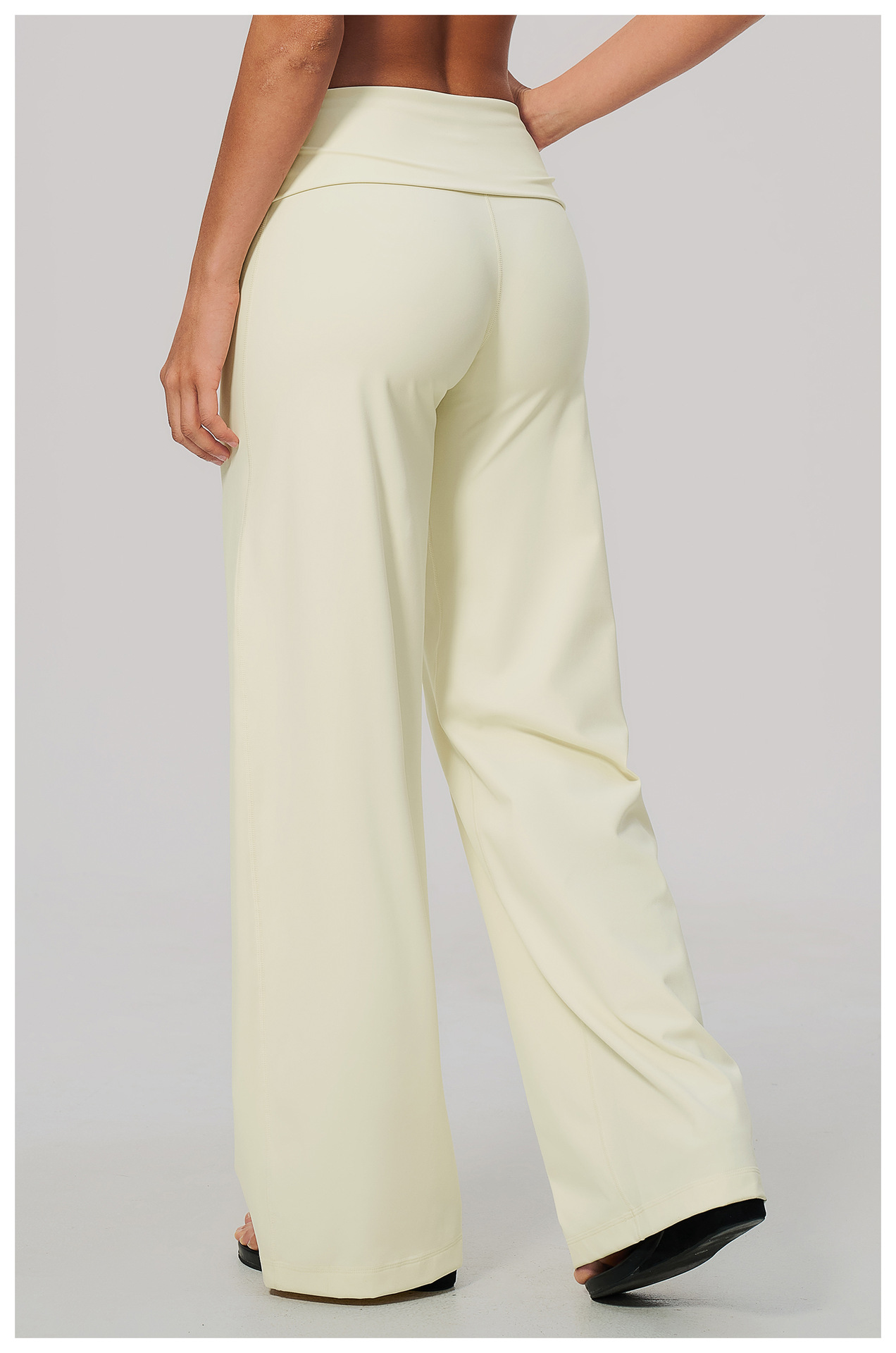 Women's Brushed Fold-Over Waist Wide-Leg Pants