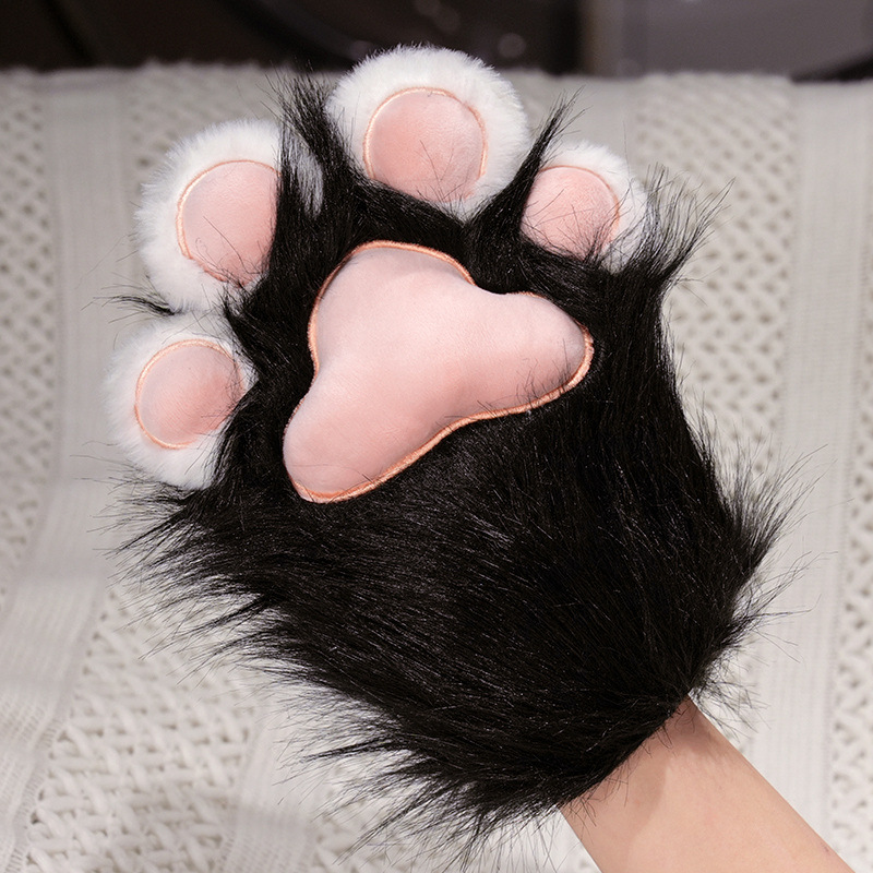 Kawaii Cat Paw Thickened Plush Winter Gloves and Wings Costume Accessories Set