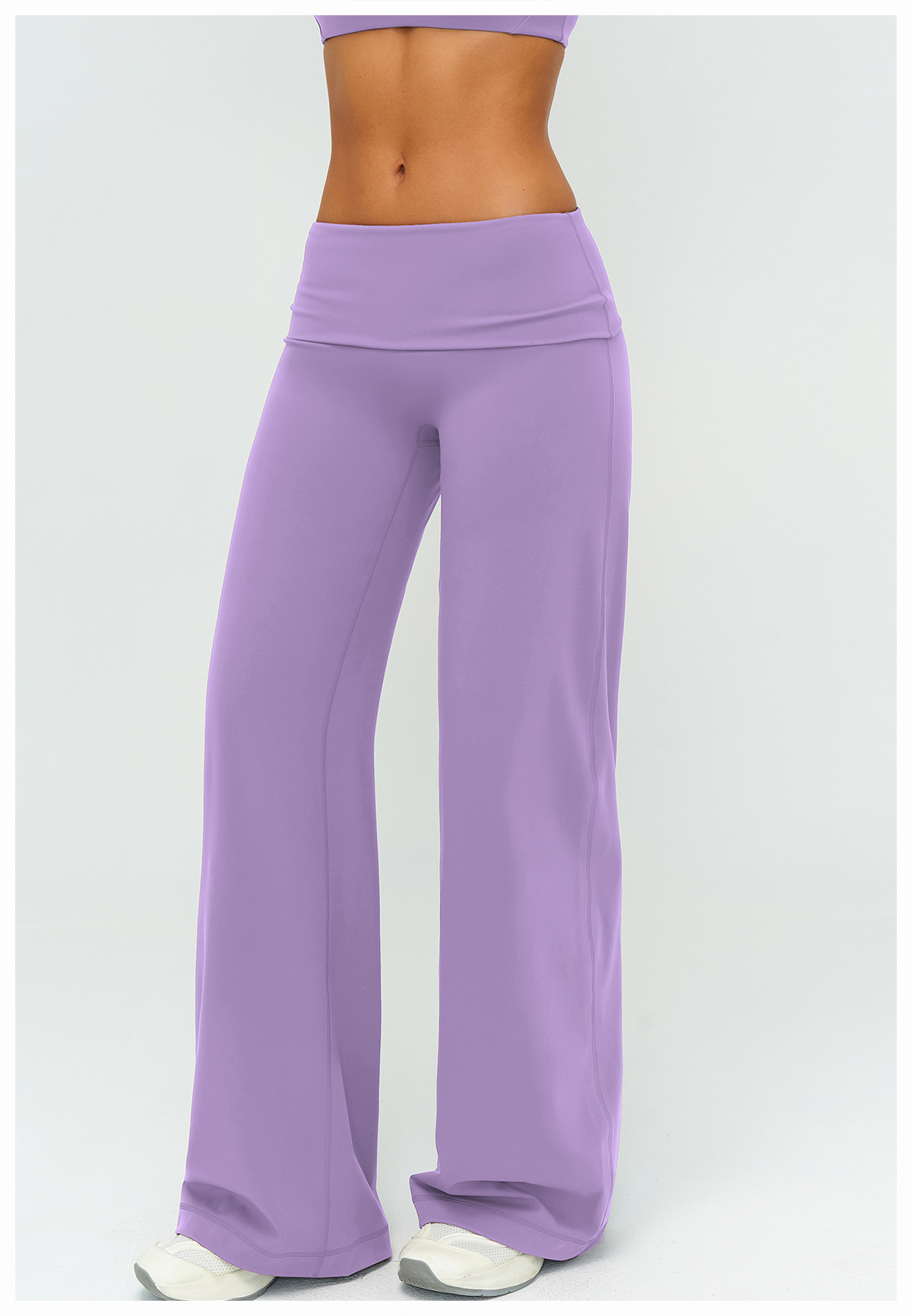 Women's Brushed Fold-Over Waist Wide-Leg Pants