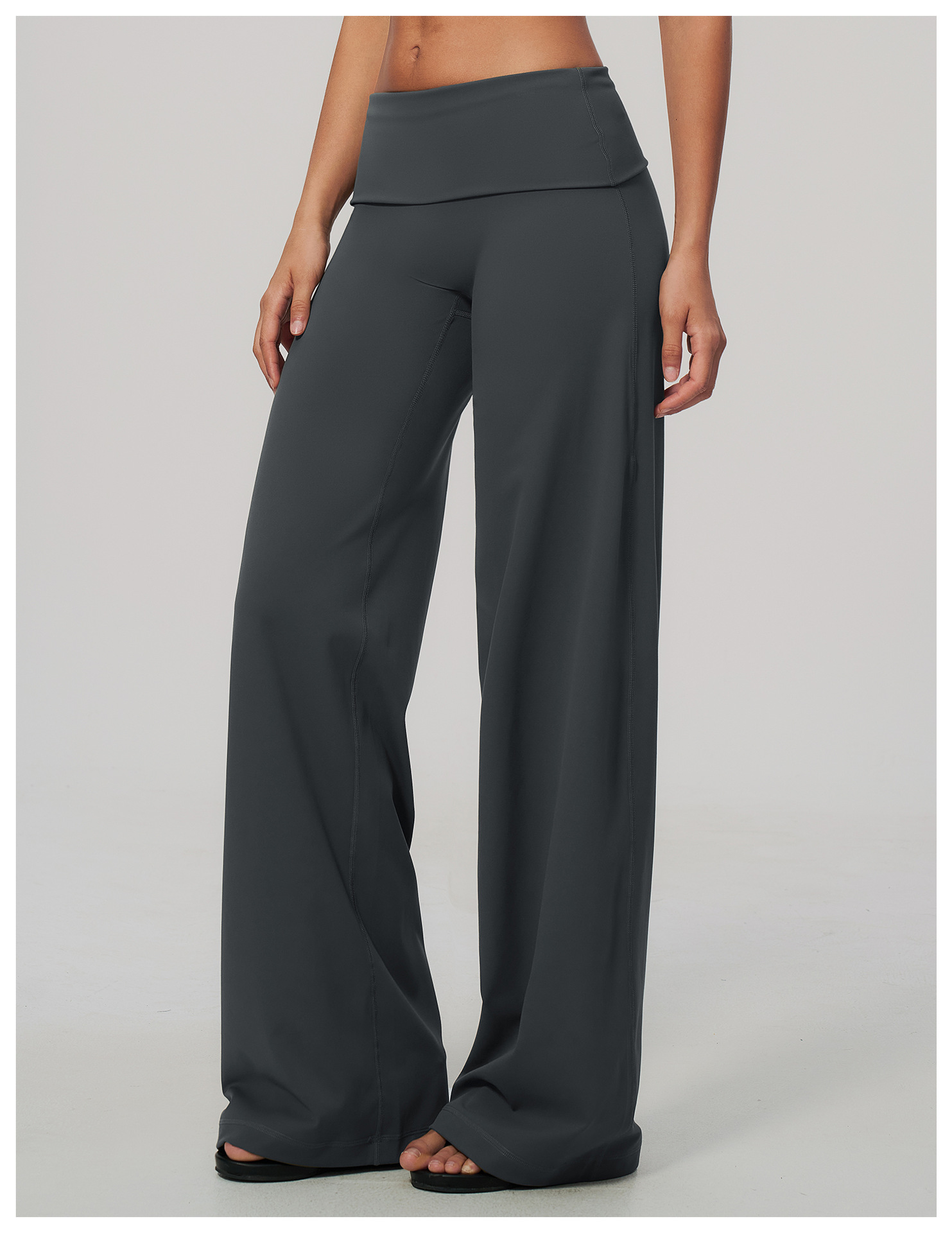 Women's Brushed Fold-Over Waist Wide-Leg Pants