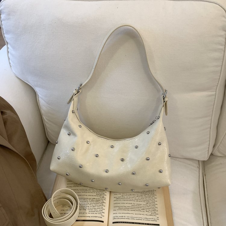 Vintage Rivet Detail PU Leather Crossbody Shoulder Bag