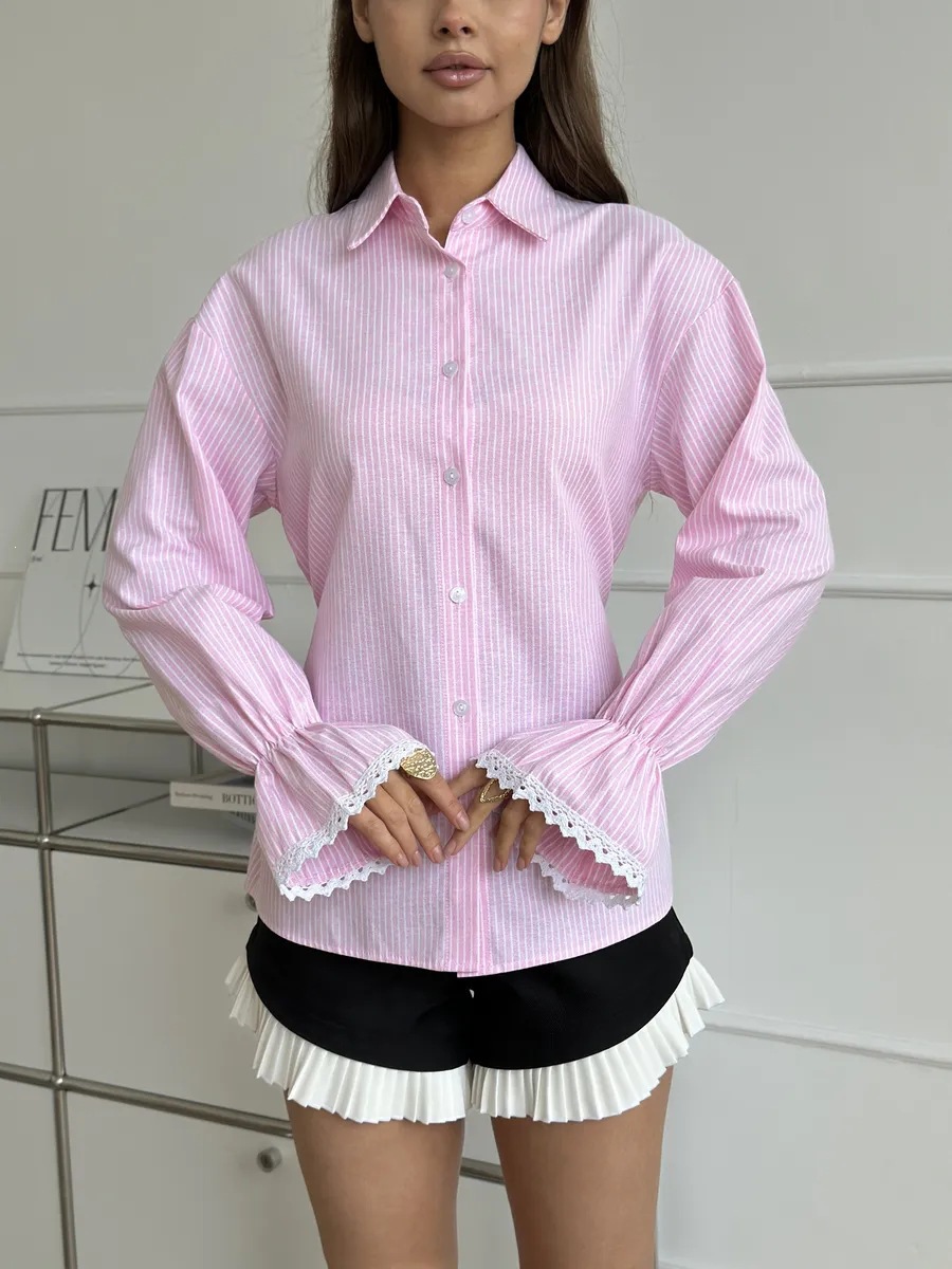 Women's Loose Long Sleeve Button-Up Shirt with Chest Pocket