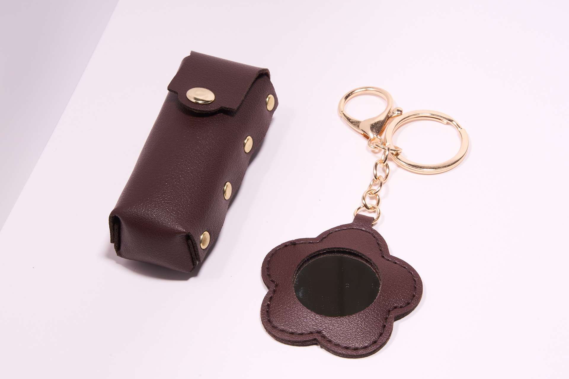 Rivet Flower Cylindrical Lipstick Pouch Keychain Pendant