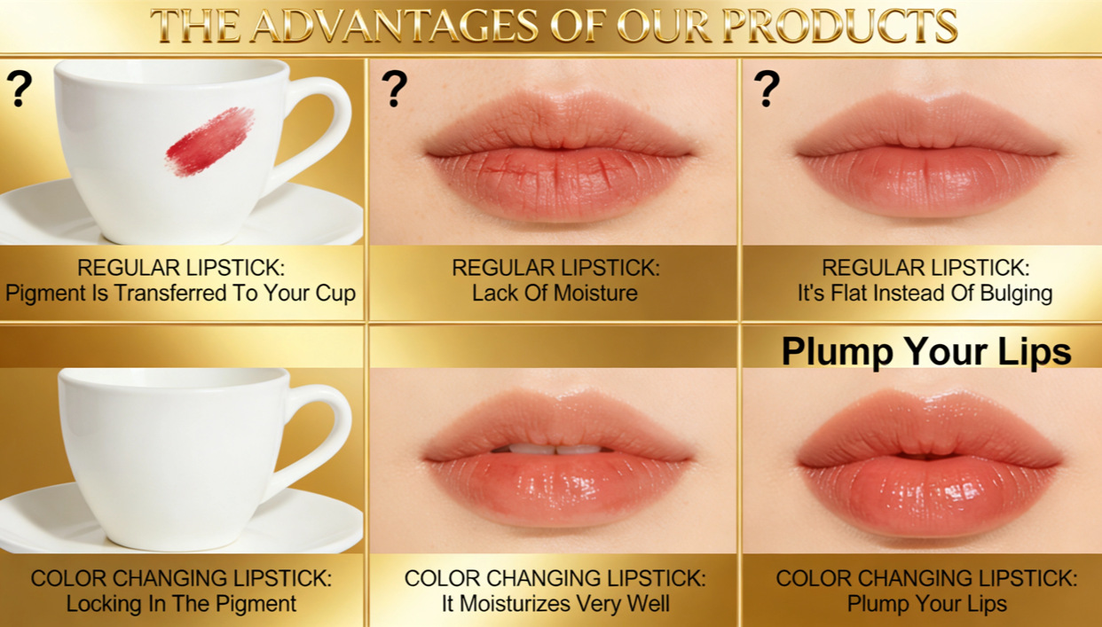 Gold foil thermochromic lipstick