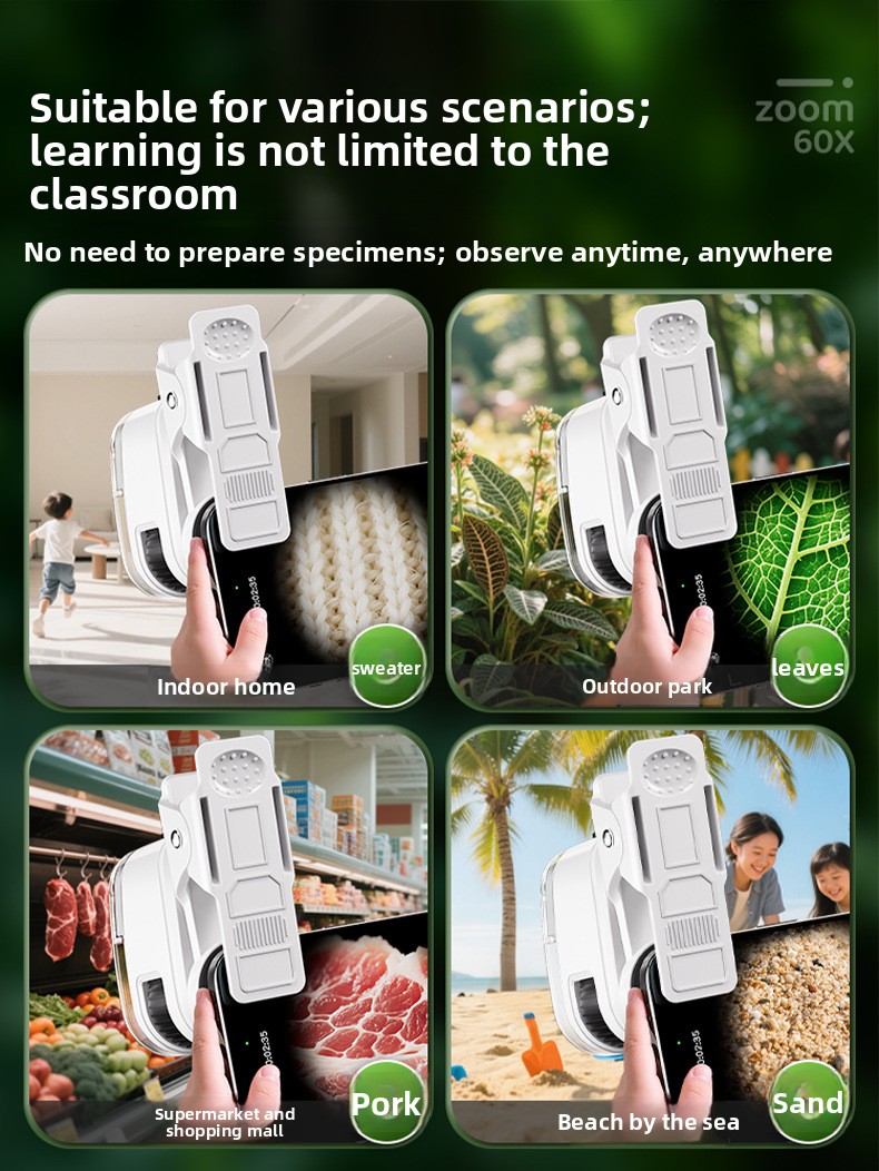 Portable Kids Microscope Science Kit with Phone Clip