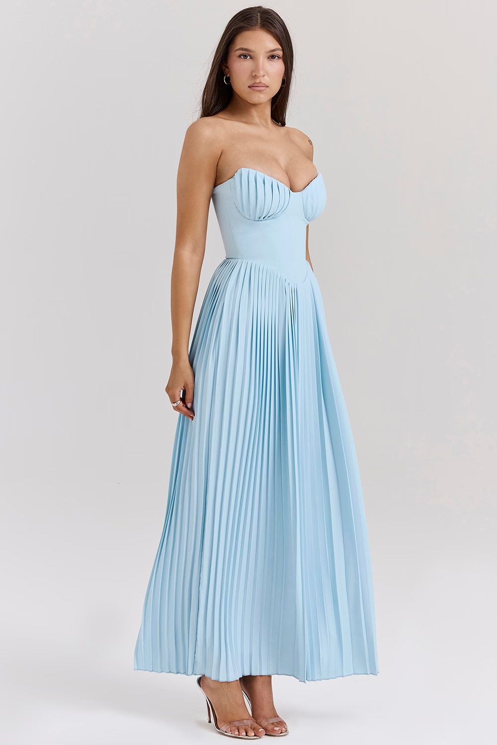 Off-Shoulder Backless Ruched High-Waist Long Dress