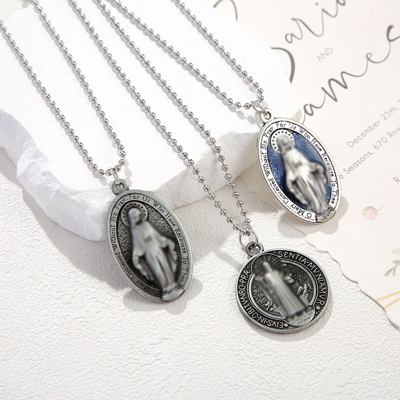 Vintage Alloy Character Portrait Pendant Necklace