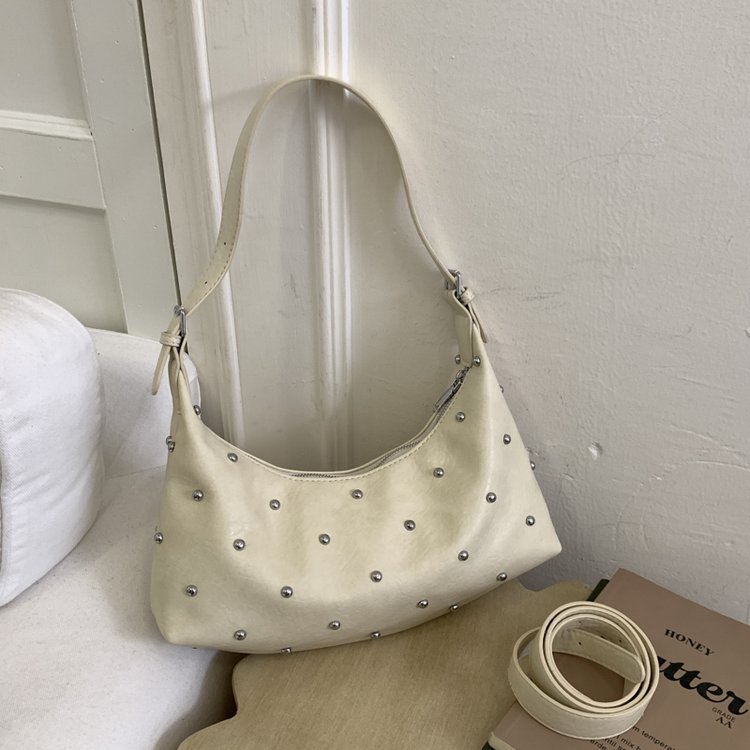 Vintage Rivet Detail PU Leather Crossbody Shoulder Bag