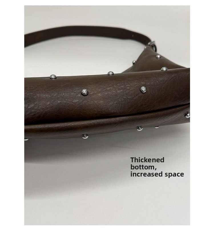 Vintage Rivet Detail PU Leather Crossbody Shoulder Bag