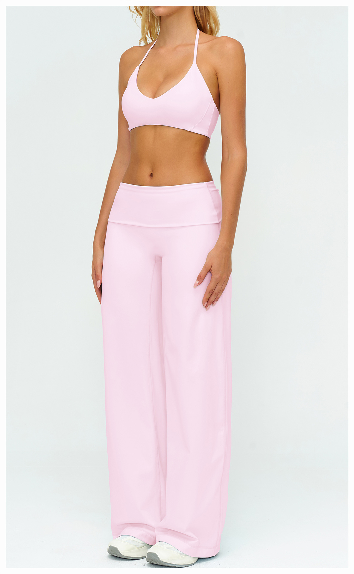 Women's Brushed Fold-Over Waist Wide-Leg Pants