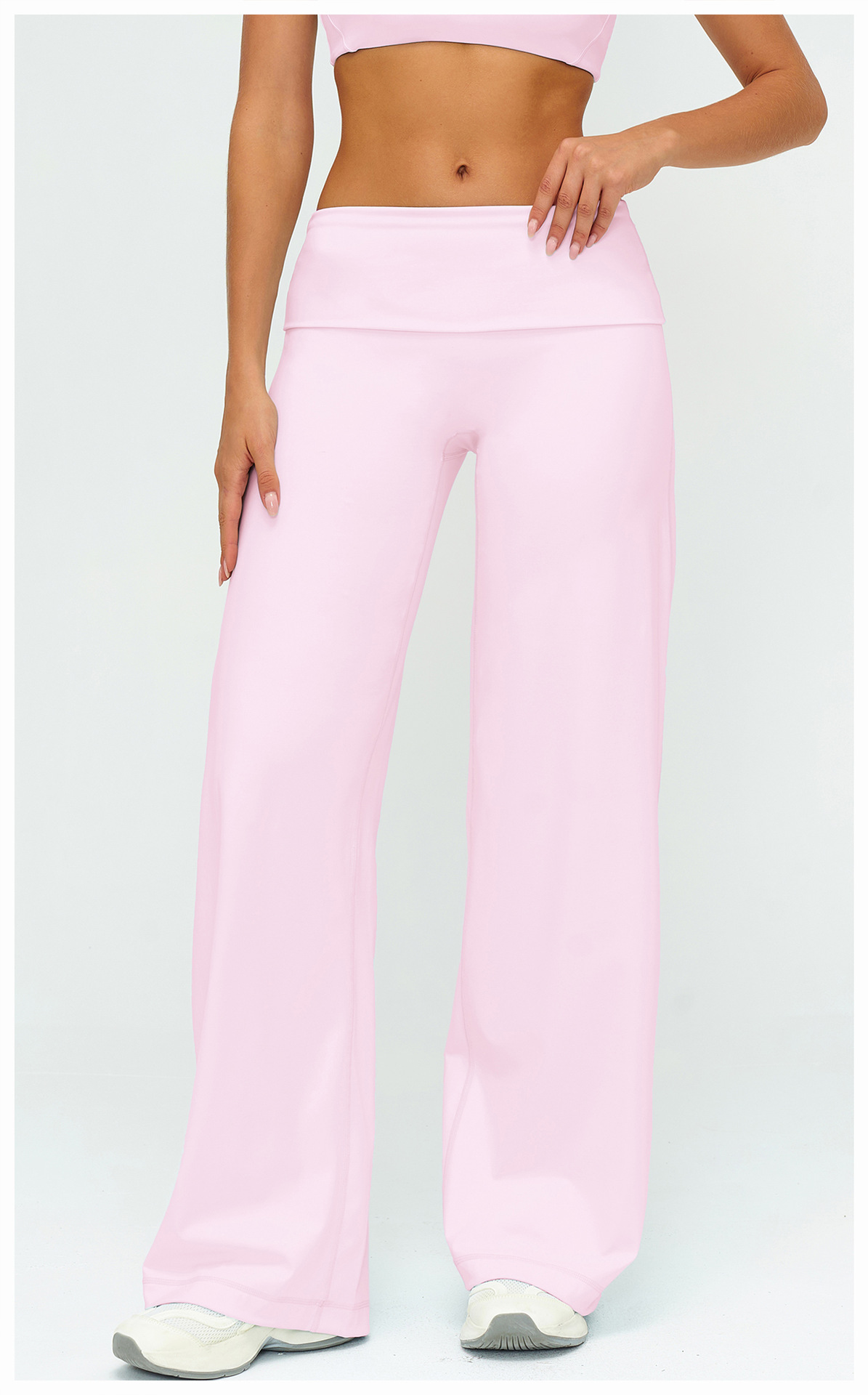 Women's Brushed Fold-Over Waist Wide-Leg Pants