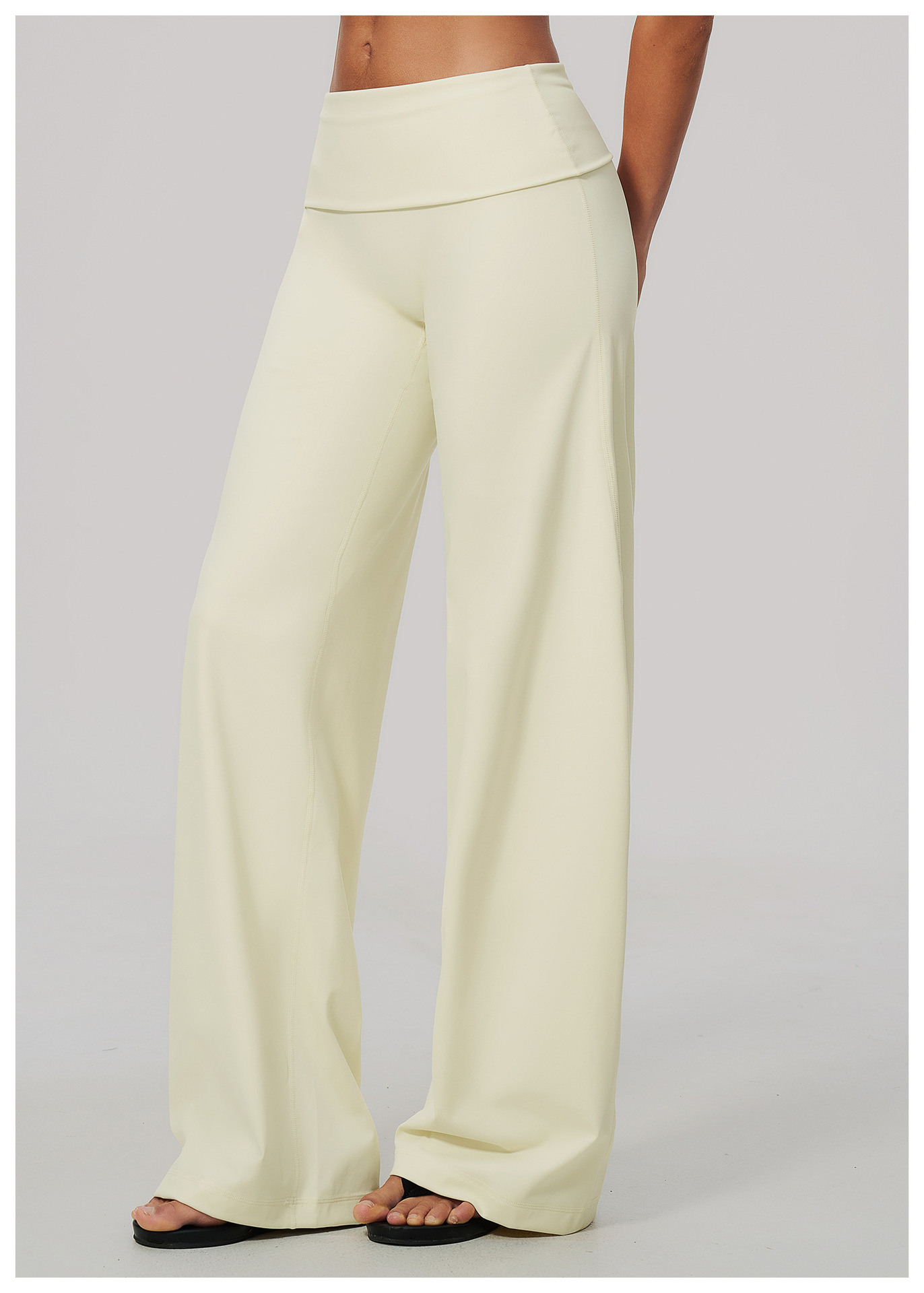 Women's Brushed Fold-Over Waist Wide-Leg Pants