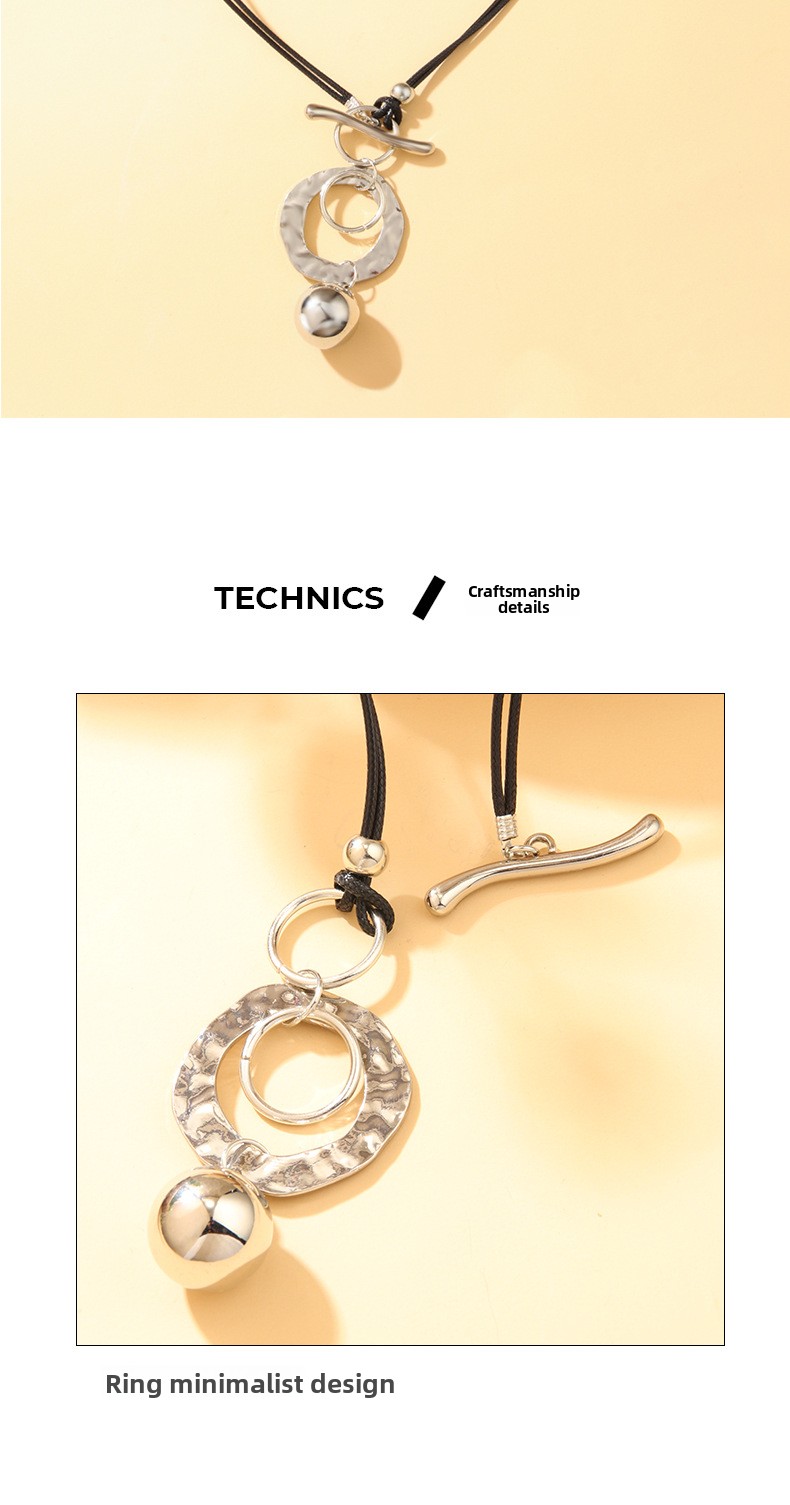 Minimalist Round Pendant Alloy Necklace Geometric Fashion Jewelry for Men and Women