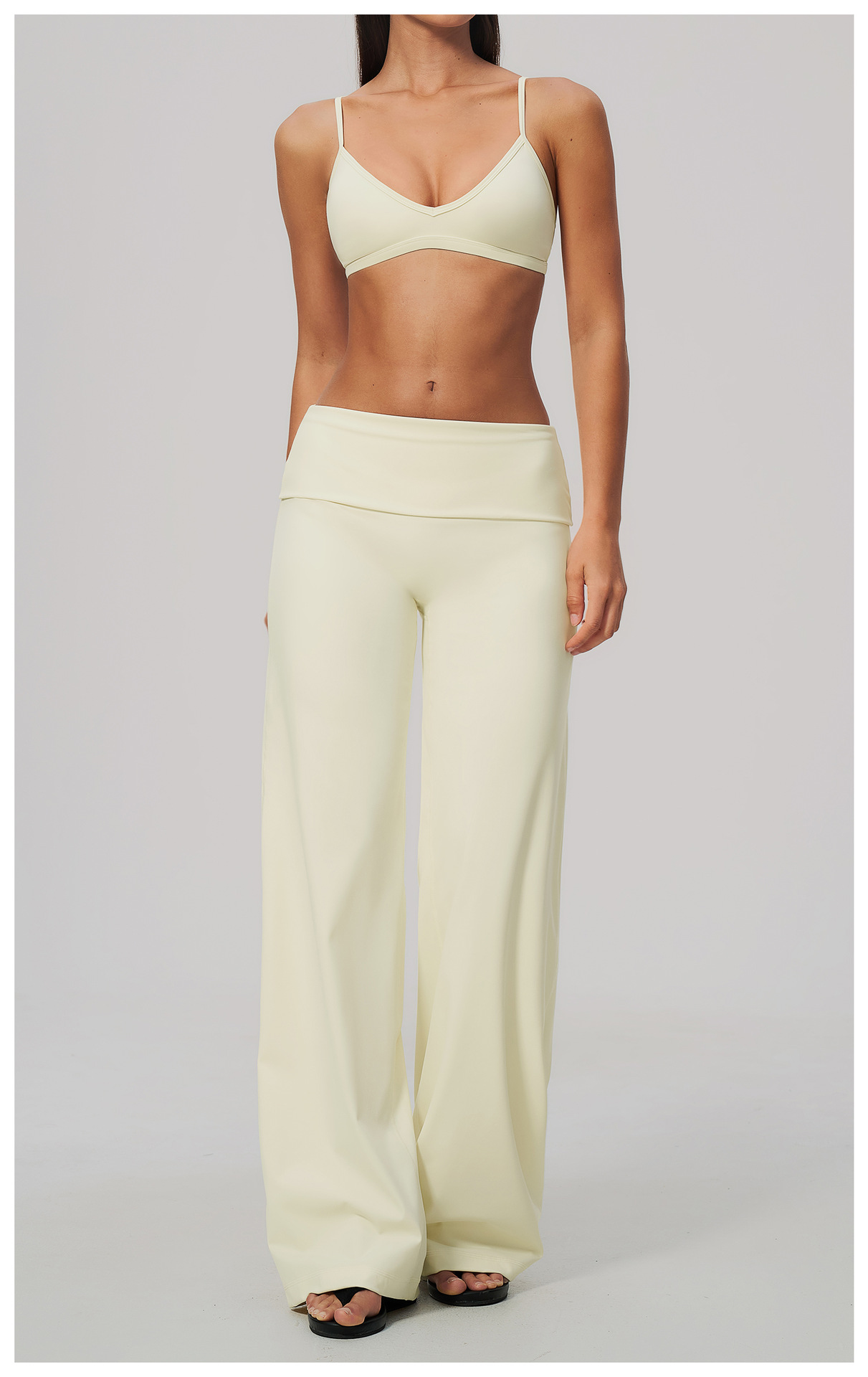 Women's Brushed Fold-Over Waist Wide-Leg Pants